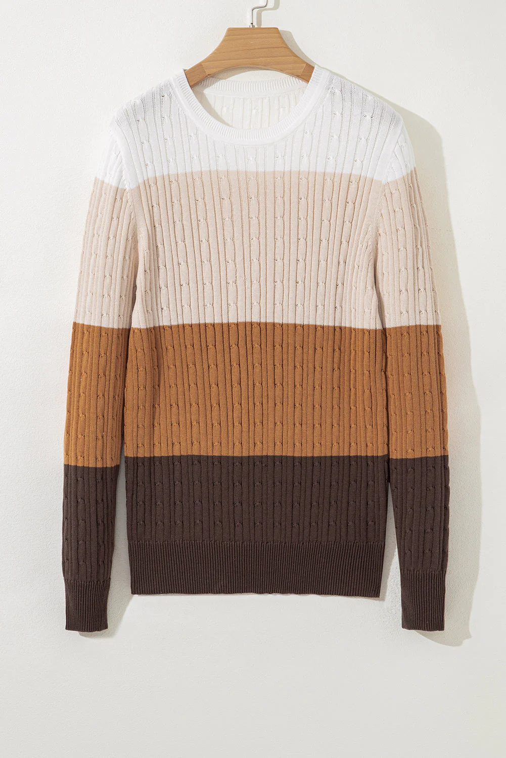 Threaded Pear Madison Colorblock Cable Knit Sweater - Image 8
