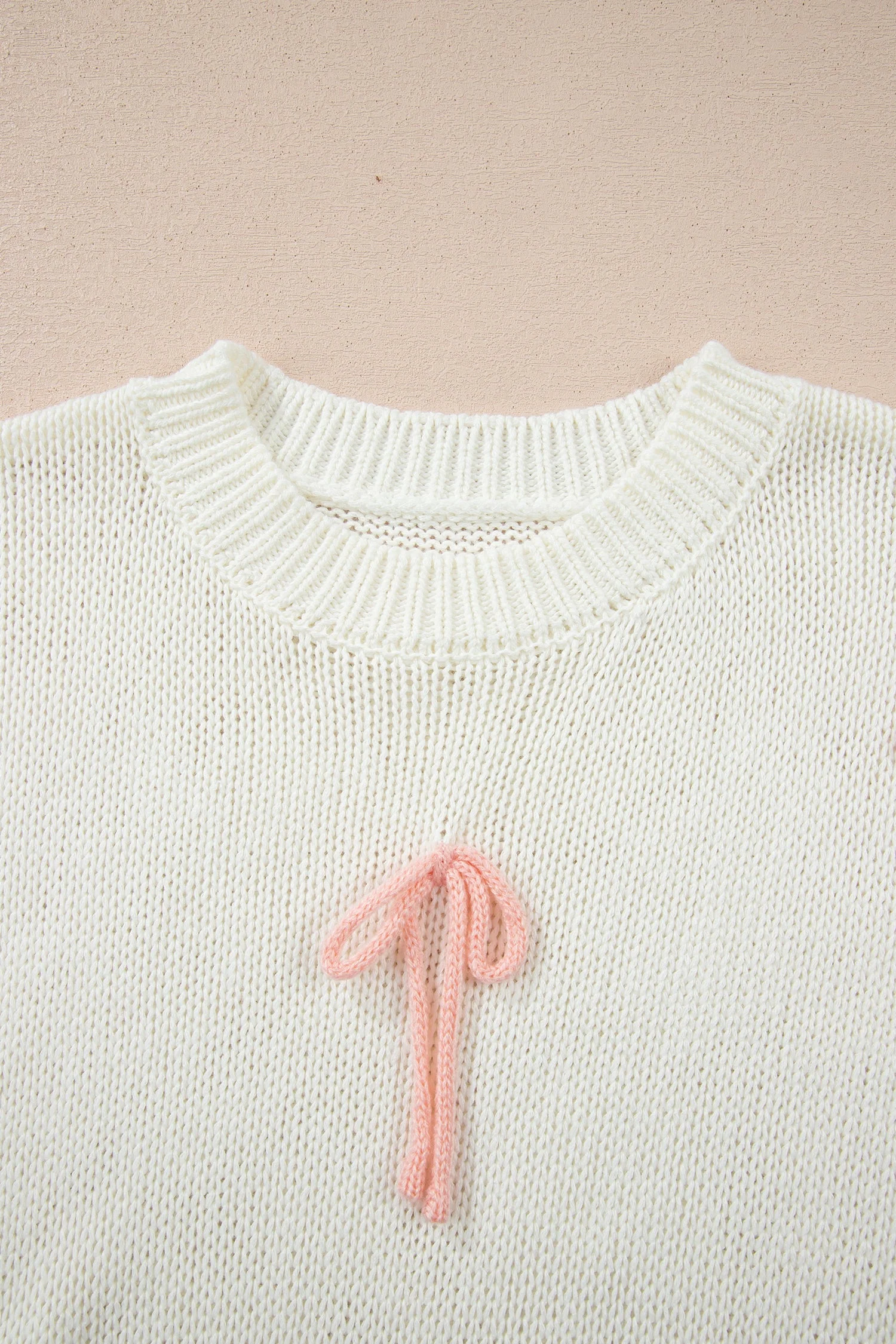 Threaded Pear Malani Bow Knot Loose Sweater - Image 12