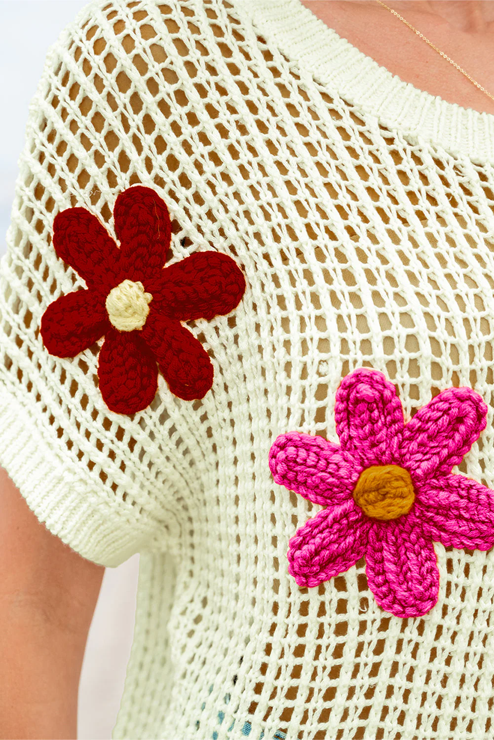 Threaded Pear Malaysia Crochet Flower Hollow-out Sweater - Image 4