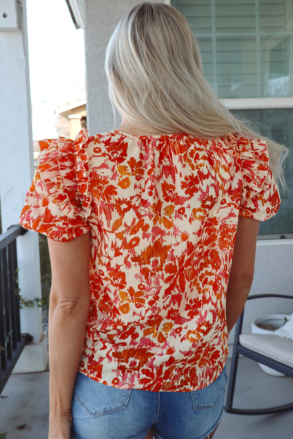 Threaded Pear Margo Floral Split Neck Blouse - Image 2