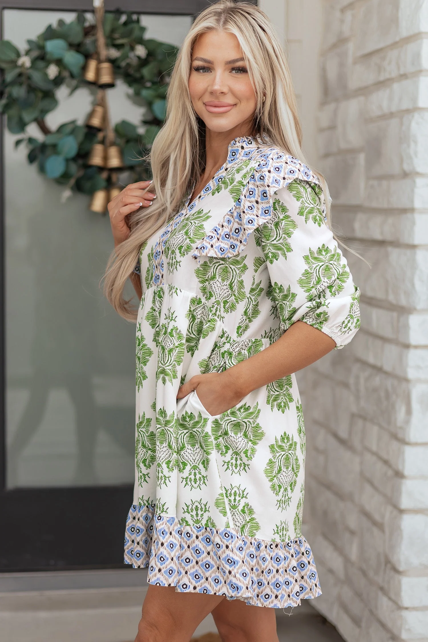 Threaded Pear Margot Ruffle Detail Mini Dress - Image 4