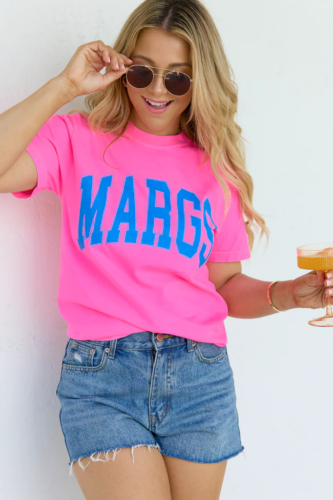 Margs Block Neon Pink Graphic Tee - Image 4