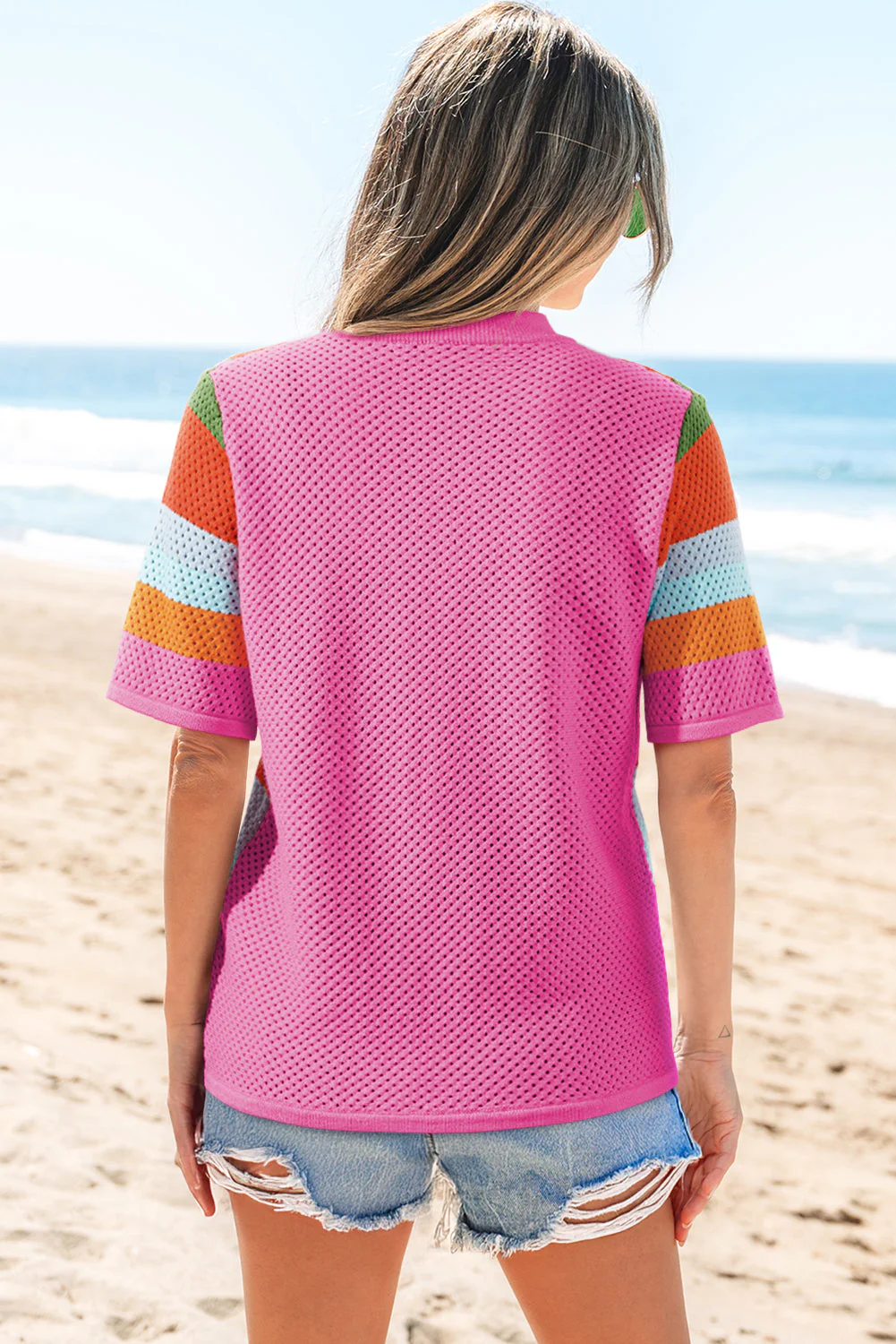 Threaded Pear Marianna Eyelet Casual Sweater Top - Image 2