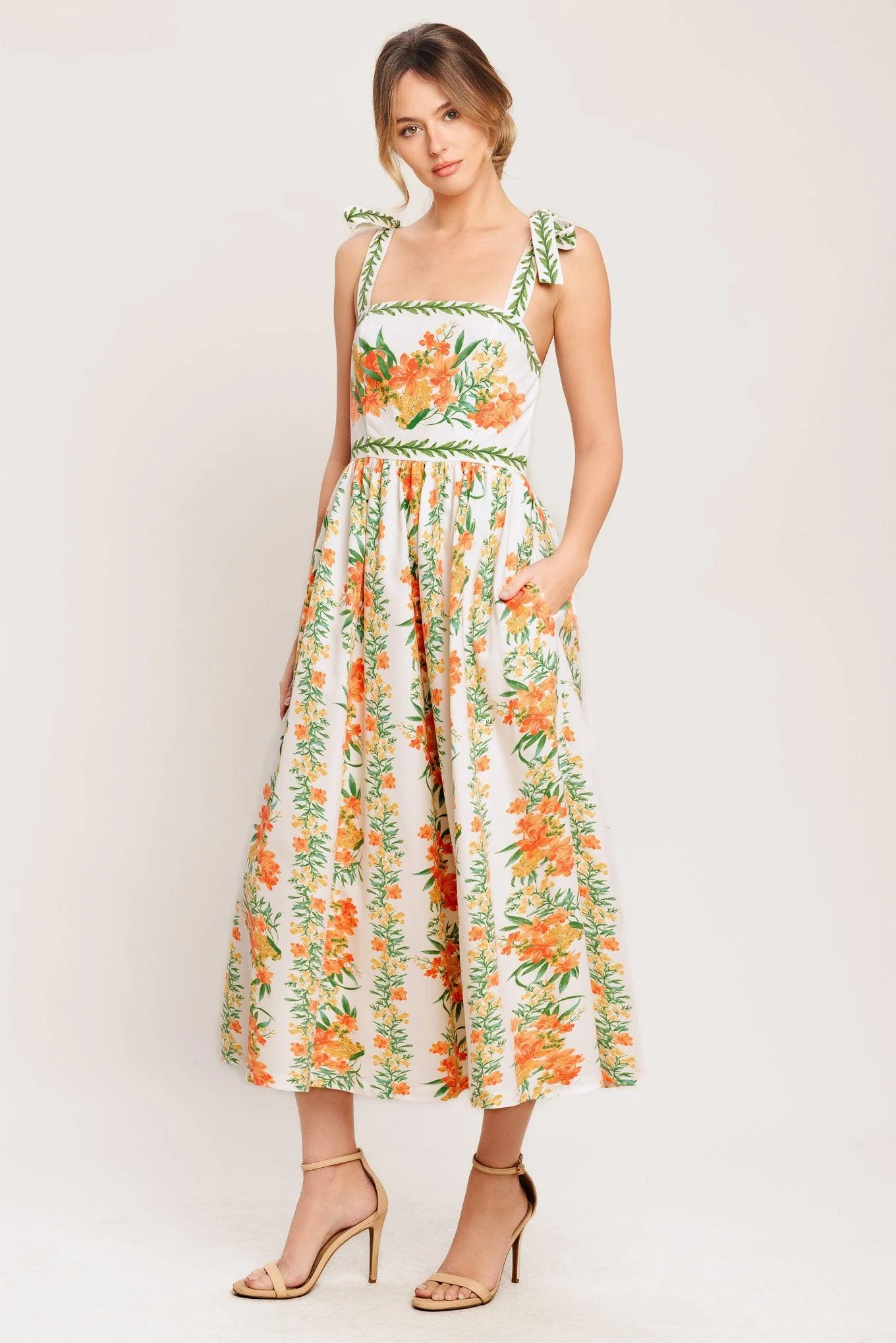 Marigold Breeze Woven Midi Dress - Image 5