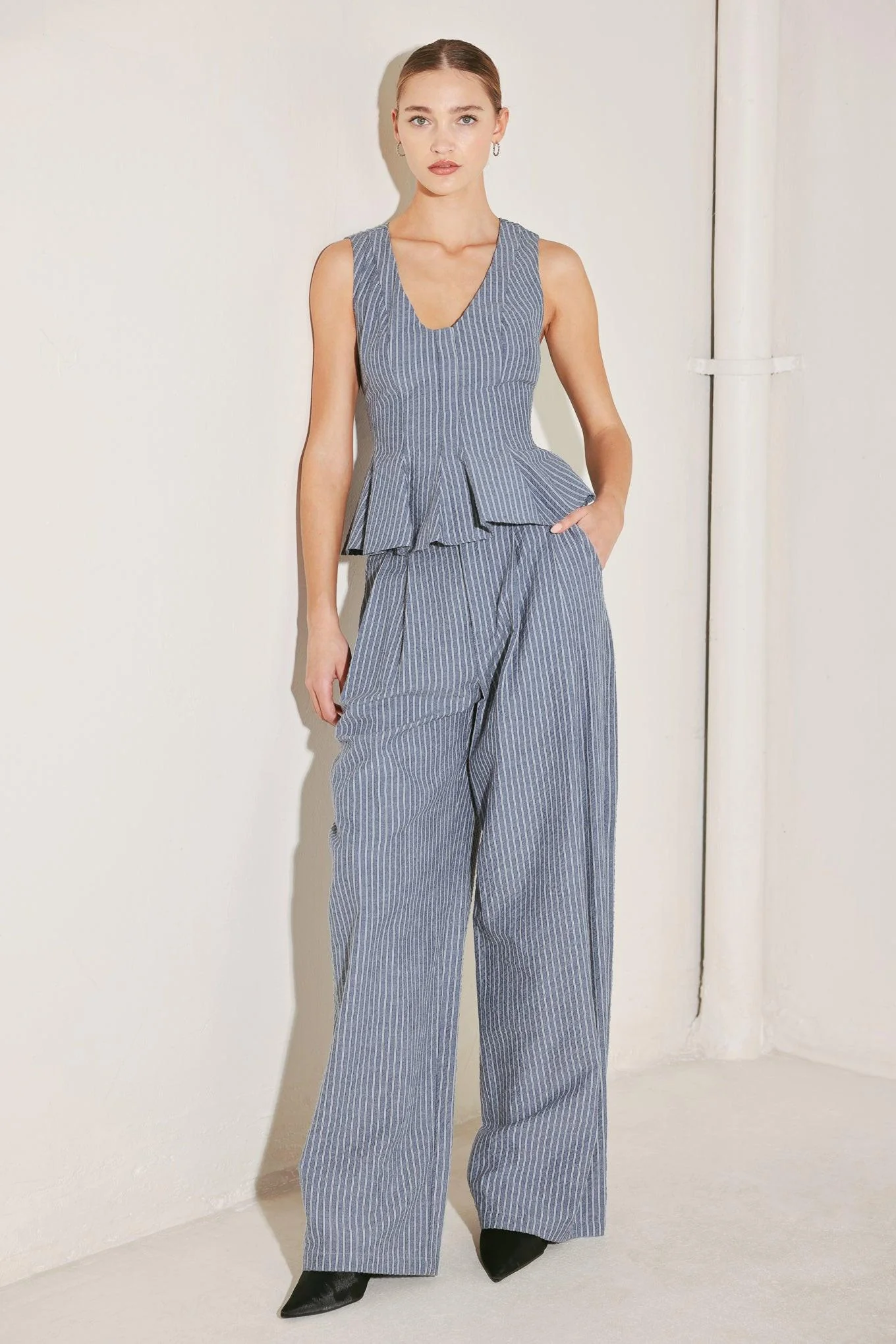 Marina Pinstripe Woven Top - Image 5