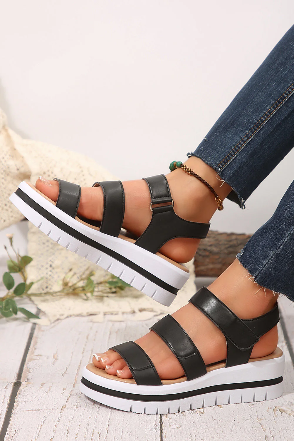 Threaded Pear Marley Pu Leather Platform Sandals - Image 2