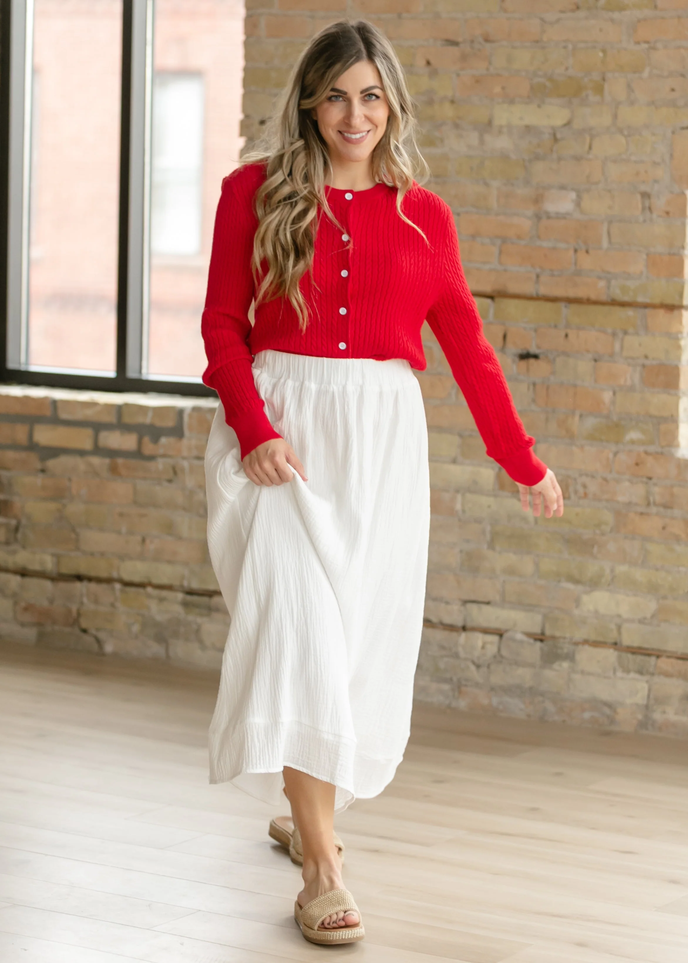 Mason Red Button Up Cardigan - Image 10