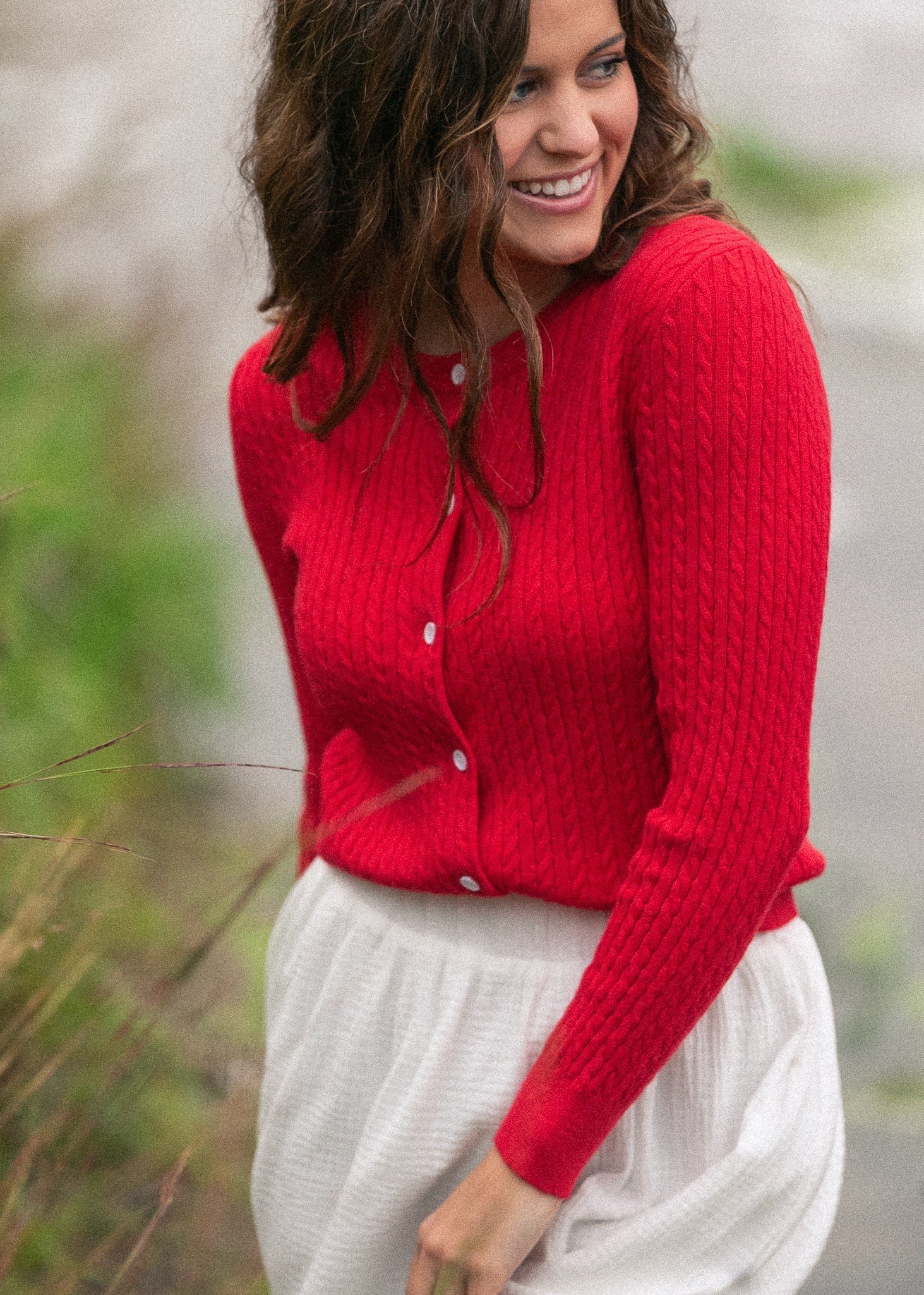 Mason Red Button Up Cardigan - Image 3