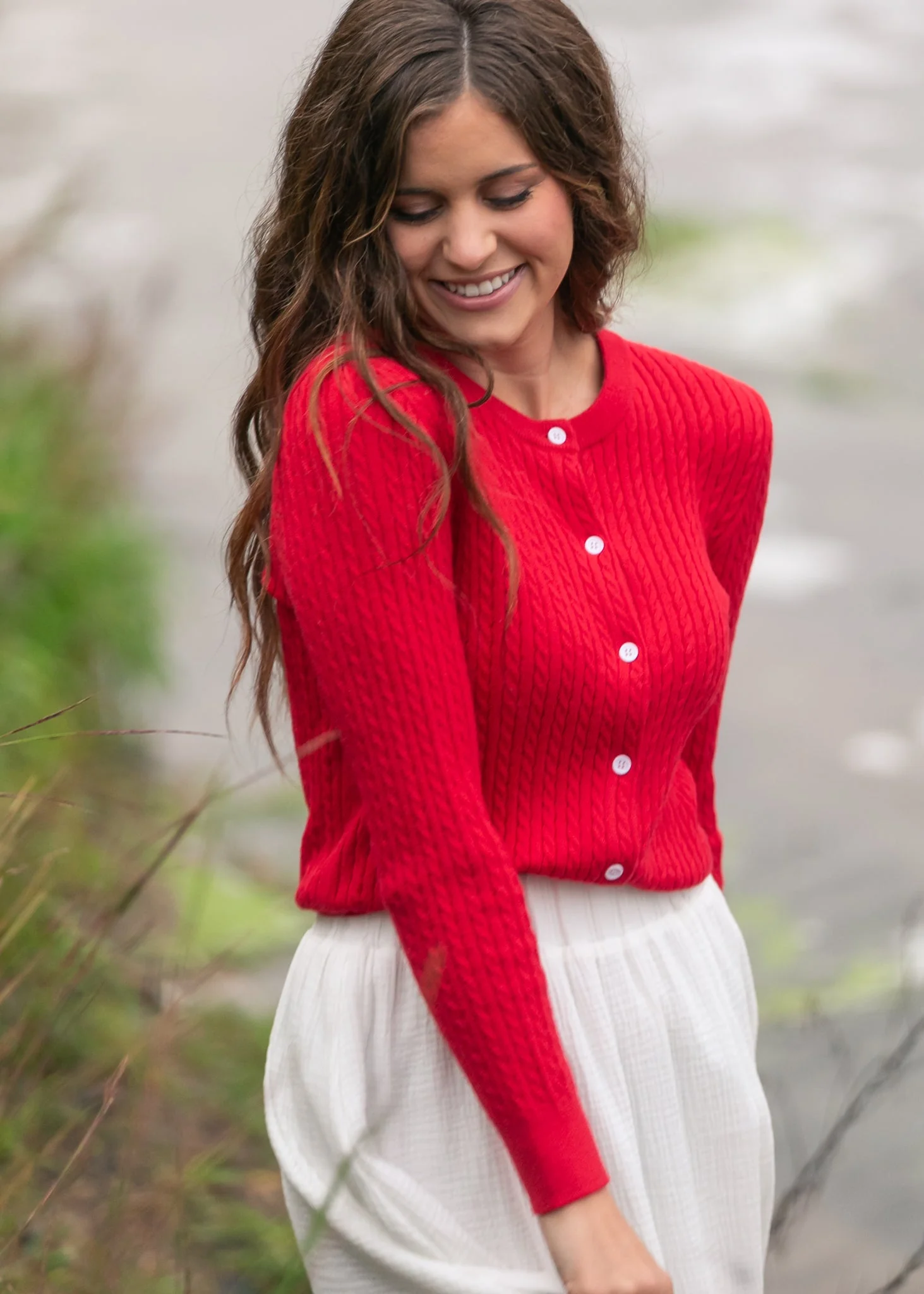 Mason Red Button Up Cardigan - Image 7