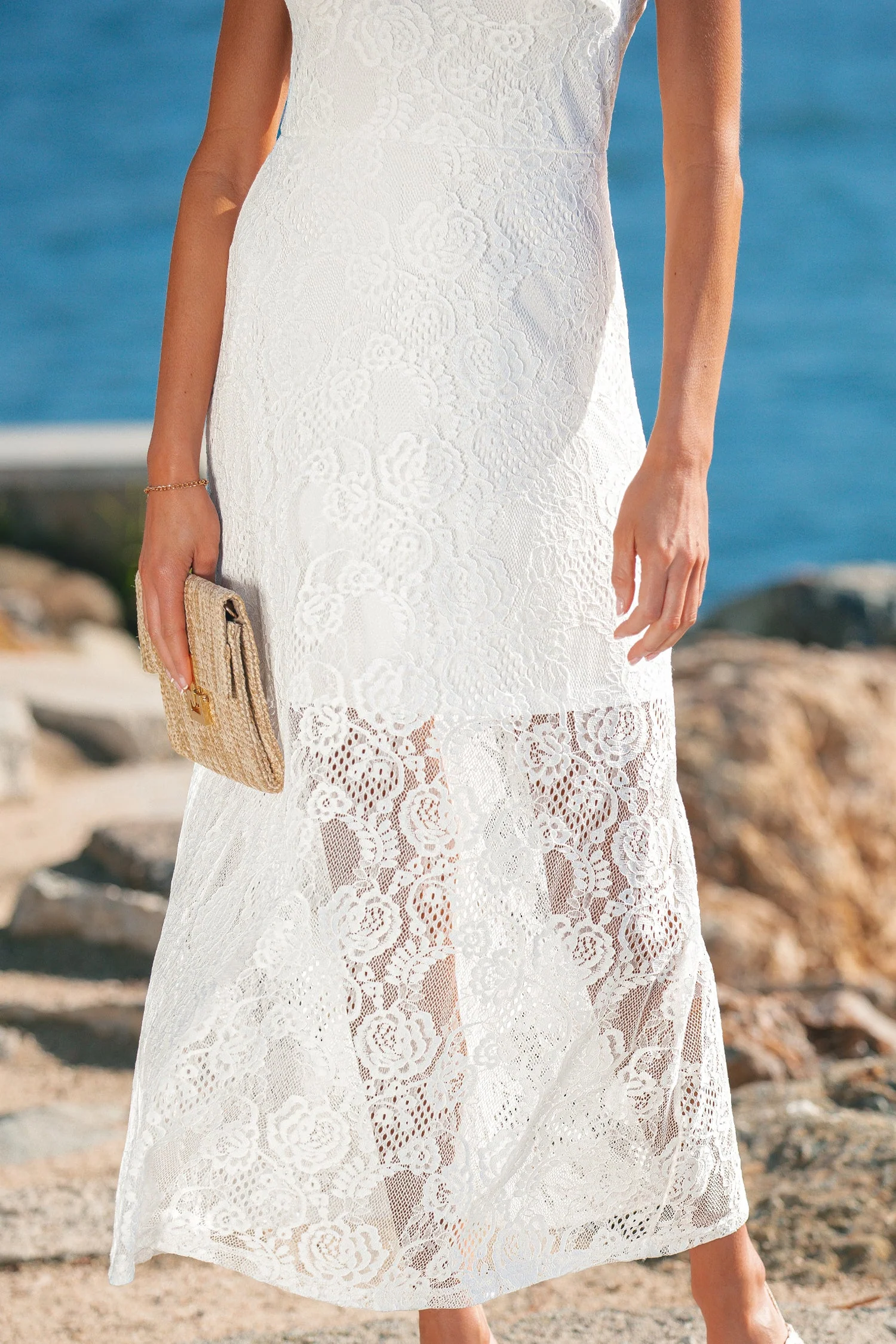 Threaded Pear Maxine Lace Overlay Long Dress - Image 8
