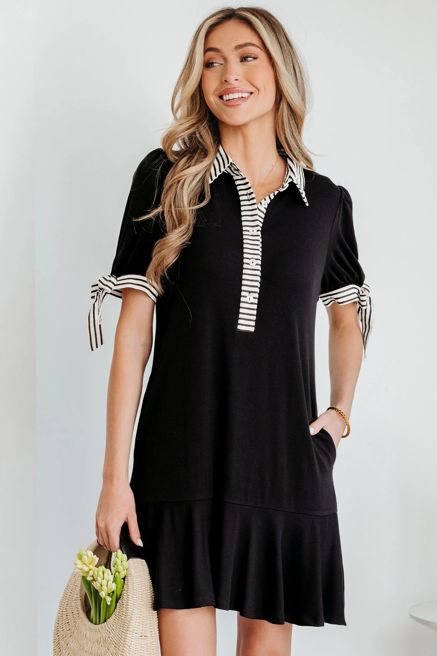 Threaded Pear Mckenzie Sleeve Shift Mini Dress