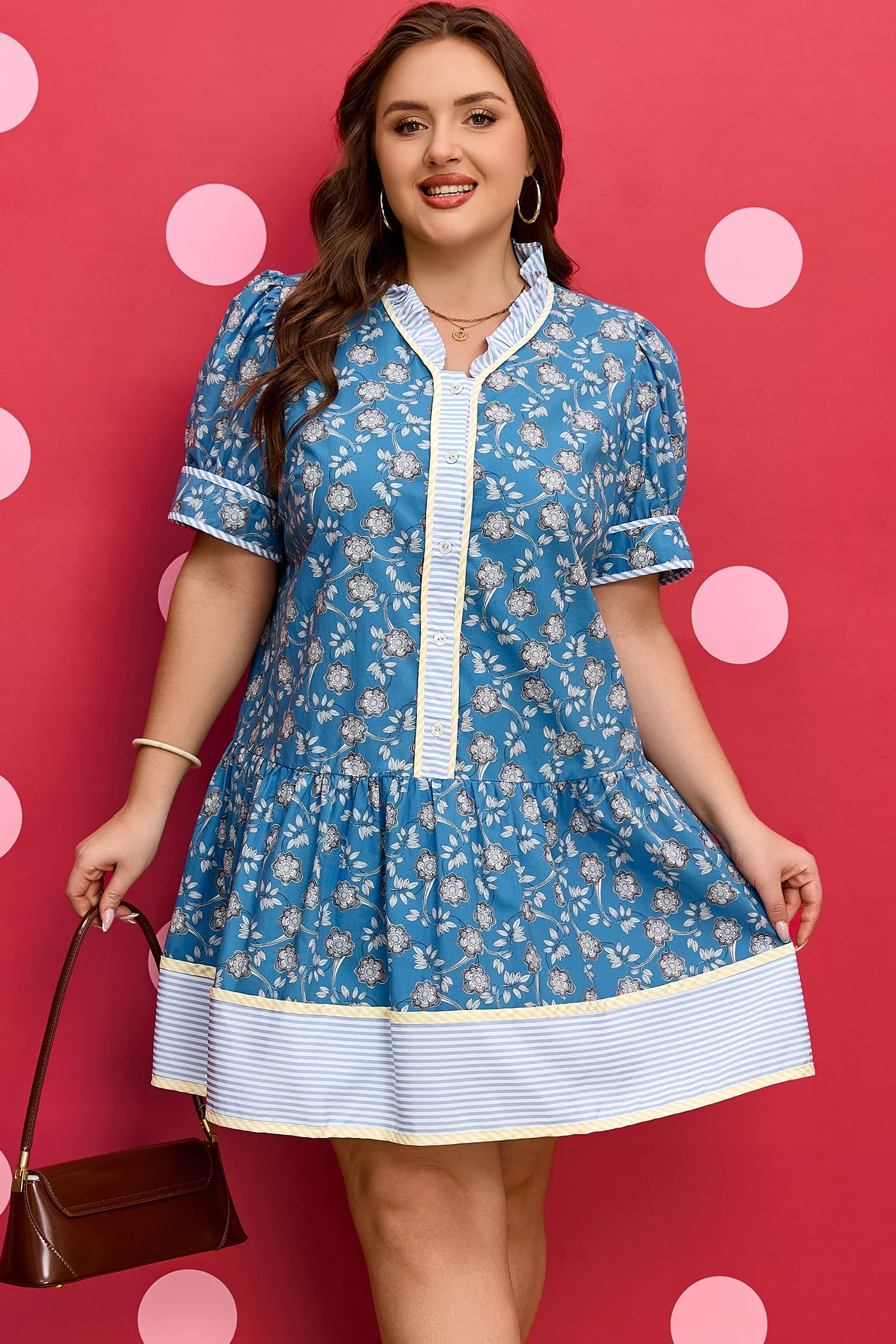 Threaded Pear Meilani Front Ruffle Hem PLUS Dress - Image 5