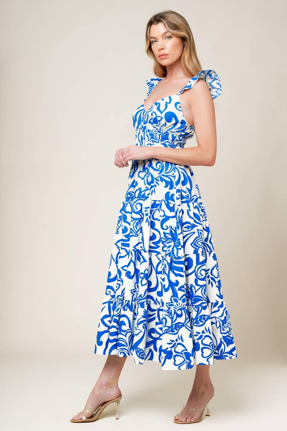 Memorable Entrance Blue Woven Mdi Dress - Image 6