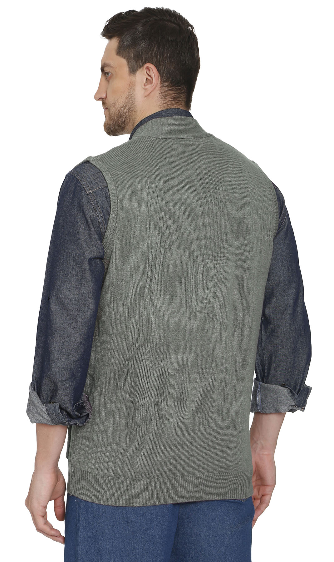 Men's Cashmere-Like Button Front Flat Knit Sweater Vest with front patch pockets - Image 2