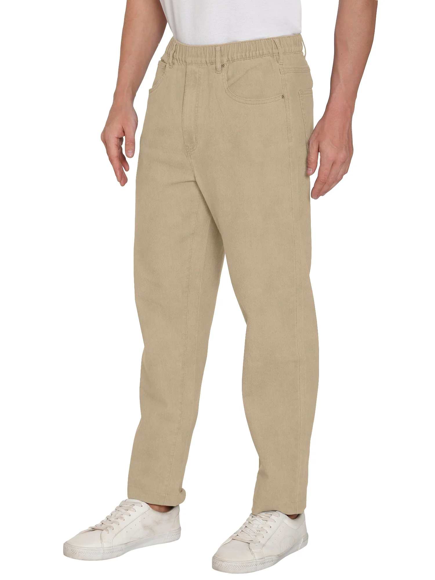 Men's Casual Elastic Waist Denim & Twill Pull on Jeans Pants - Image 20