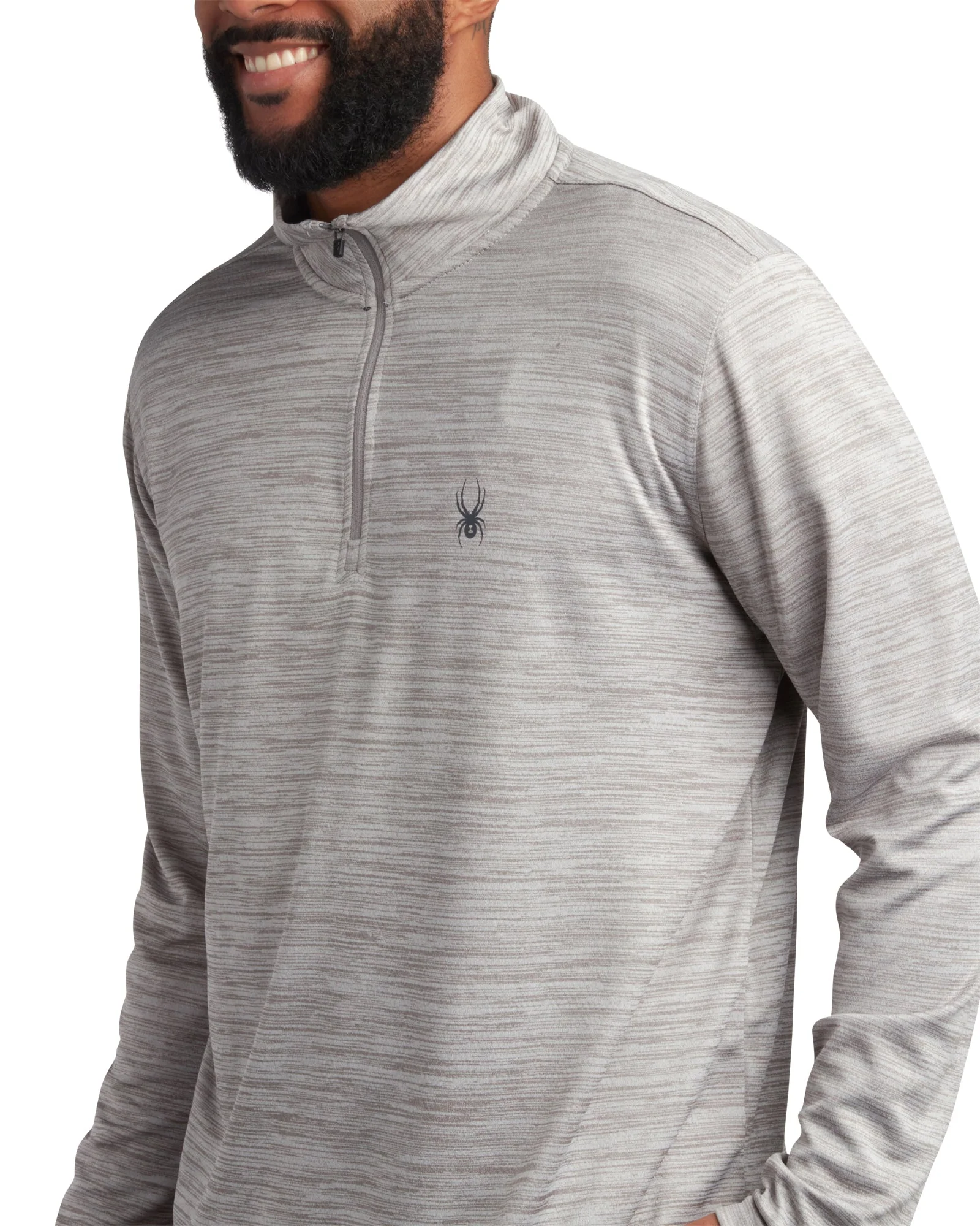 Spyder Men's Long Sleeve Honeycomb Quarter Zip - Heather Grey - Image 4