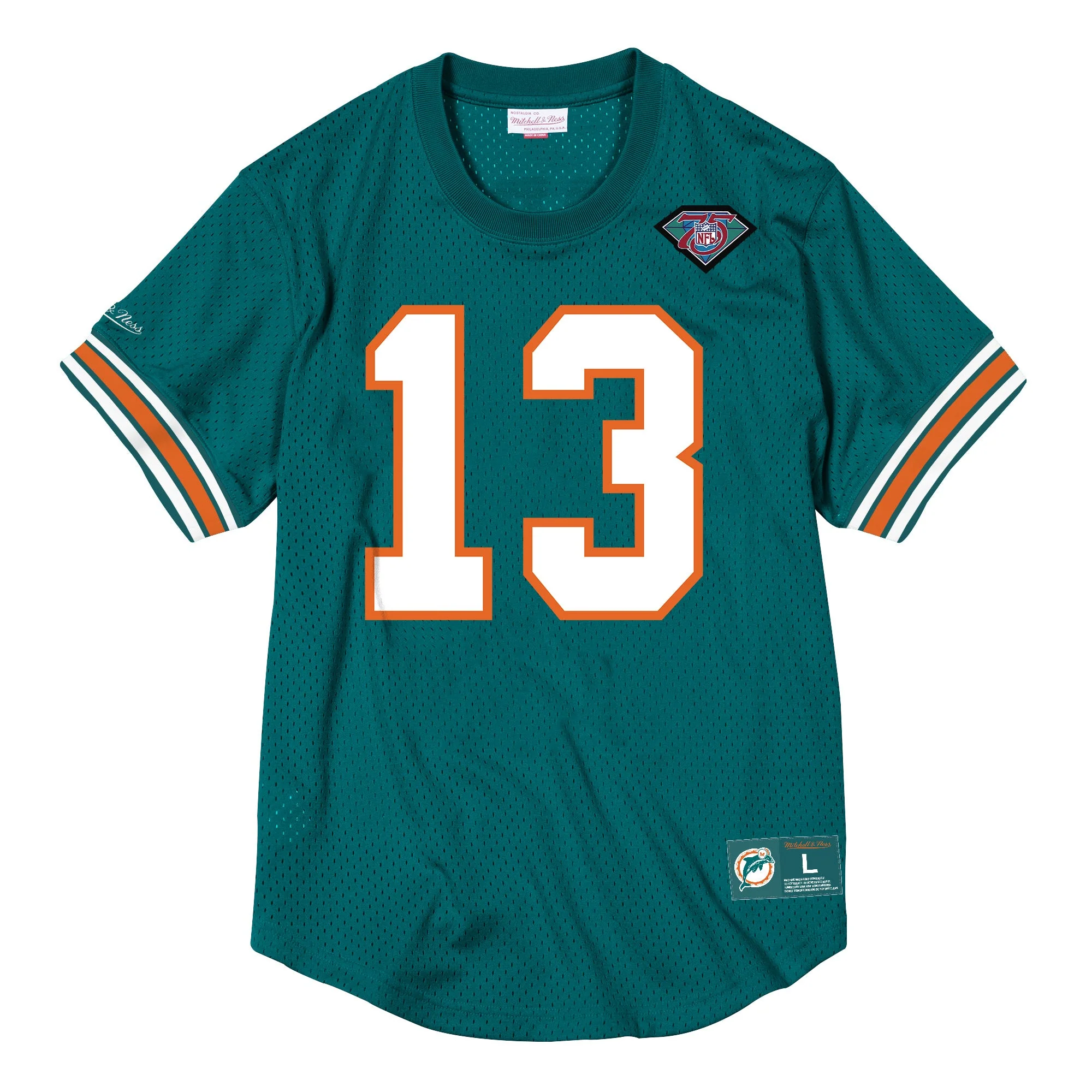 Mitchell & Ness Men's NFL Name & Number Mesh Crew Neck Miami Dolphins