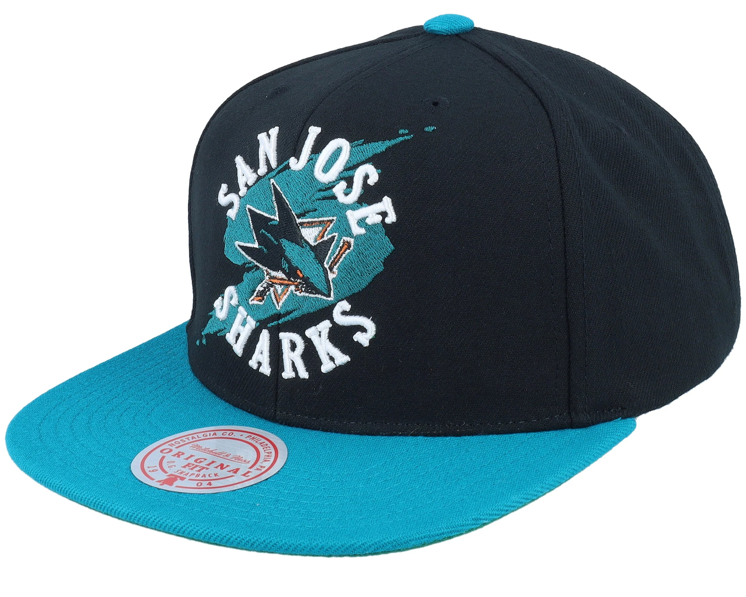 Mitchell & Ness Men's NHL Circle Splash Snapback Sharks Snapback Caps - Image 2