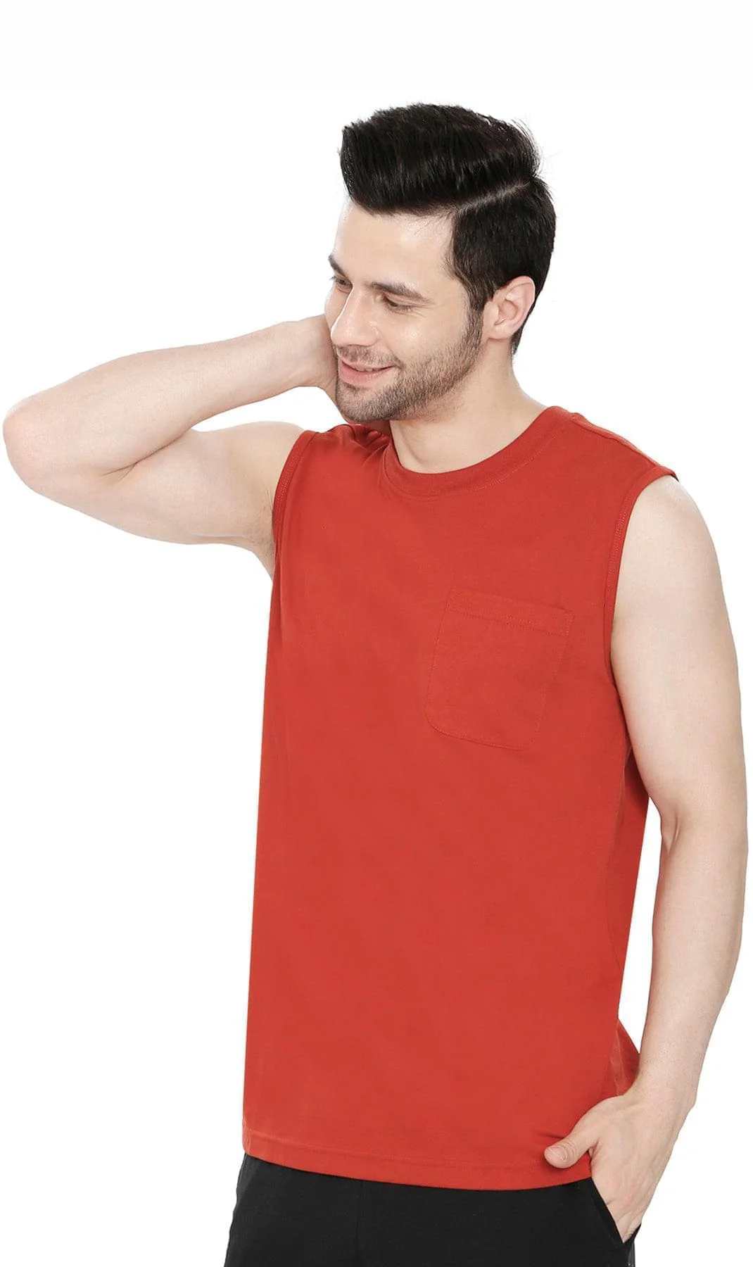 Mens Sleeveless T-Shirt with Pocket - A No Cling Comfort Fit Tank - Image 13