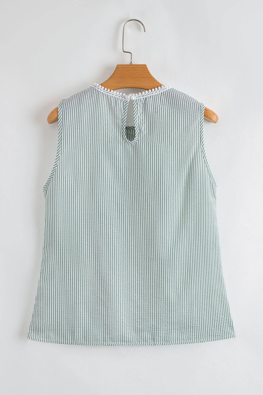 Threaded Pear Meredith Stripe Lace Patchwork Crew Neck Tank Top - Image 2