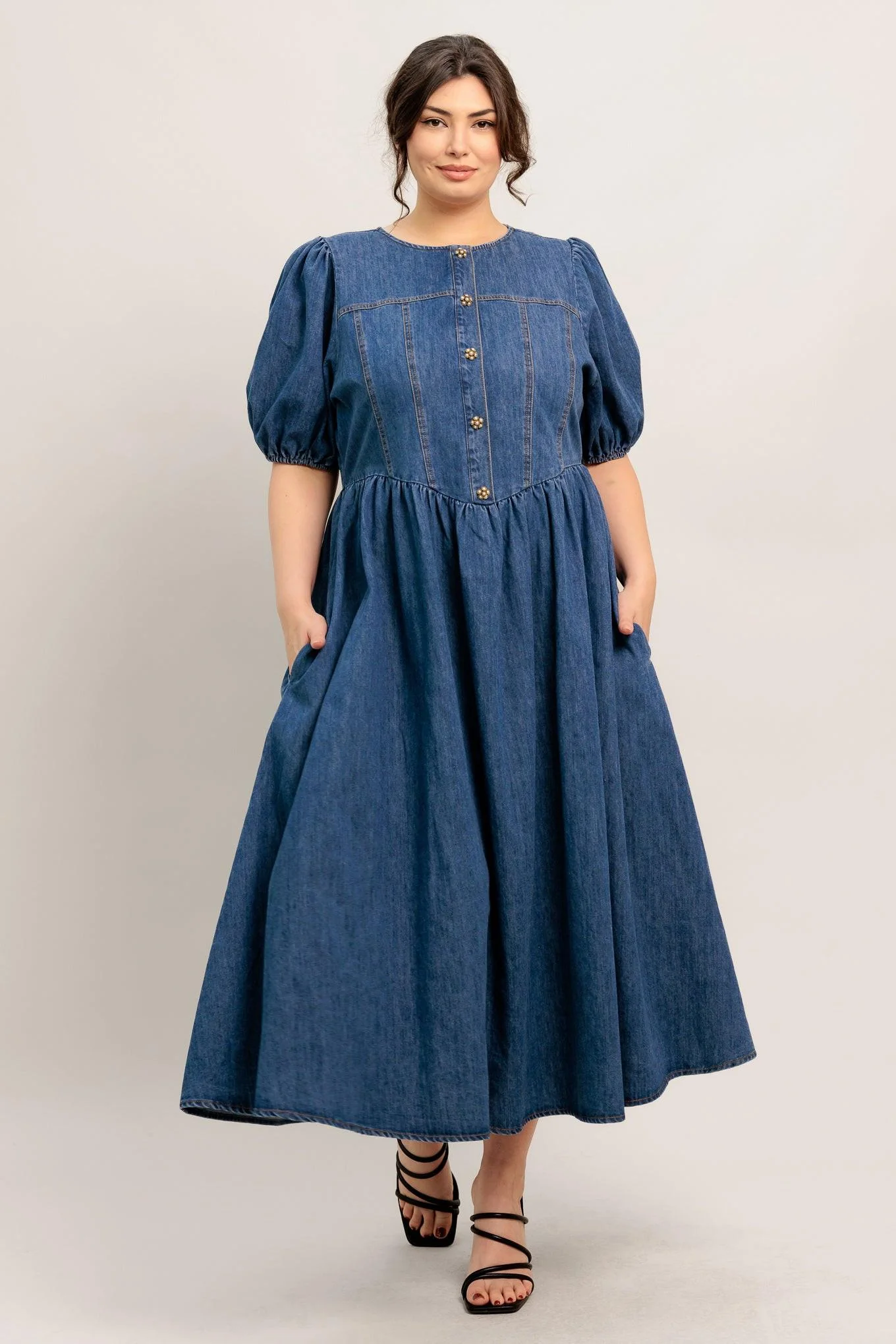 Midday in Blue Denim Midi Dress - Image 13