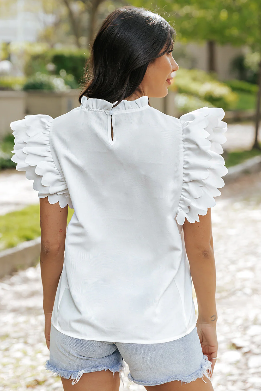 Threaded Pear Milan Scalloped Ruffle Sleeve Top - Image 2