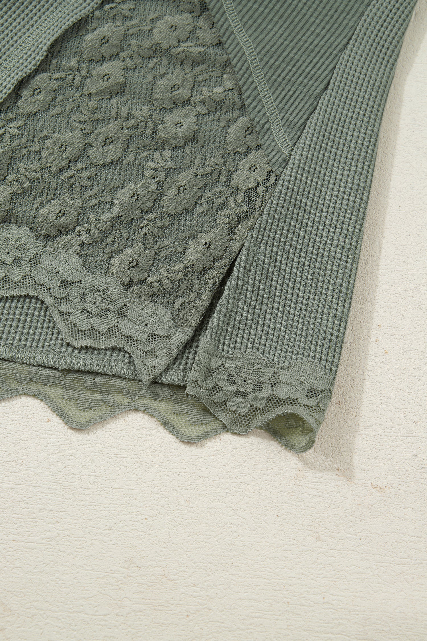 Threaded Pear Miriam Ribbed Lace Patchwork Long Sleeve Top - Image 11