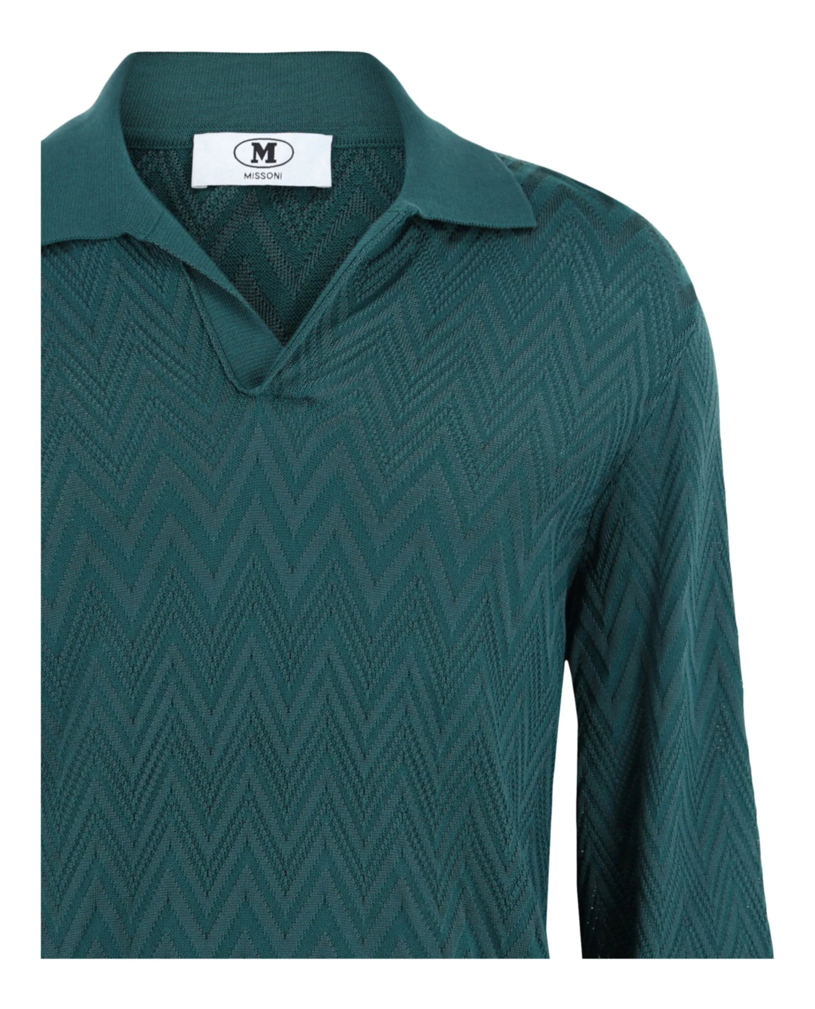 Missoni Long Sleeve Zig Zag Knit Polo Shirt - Image 3