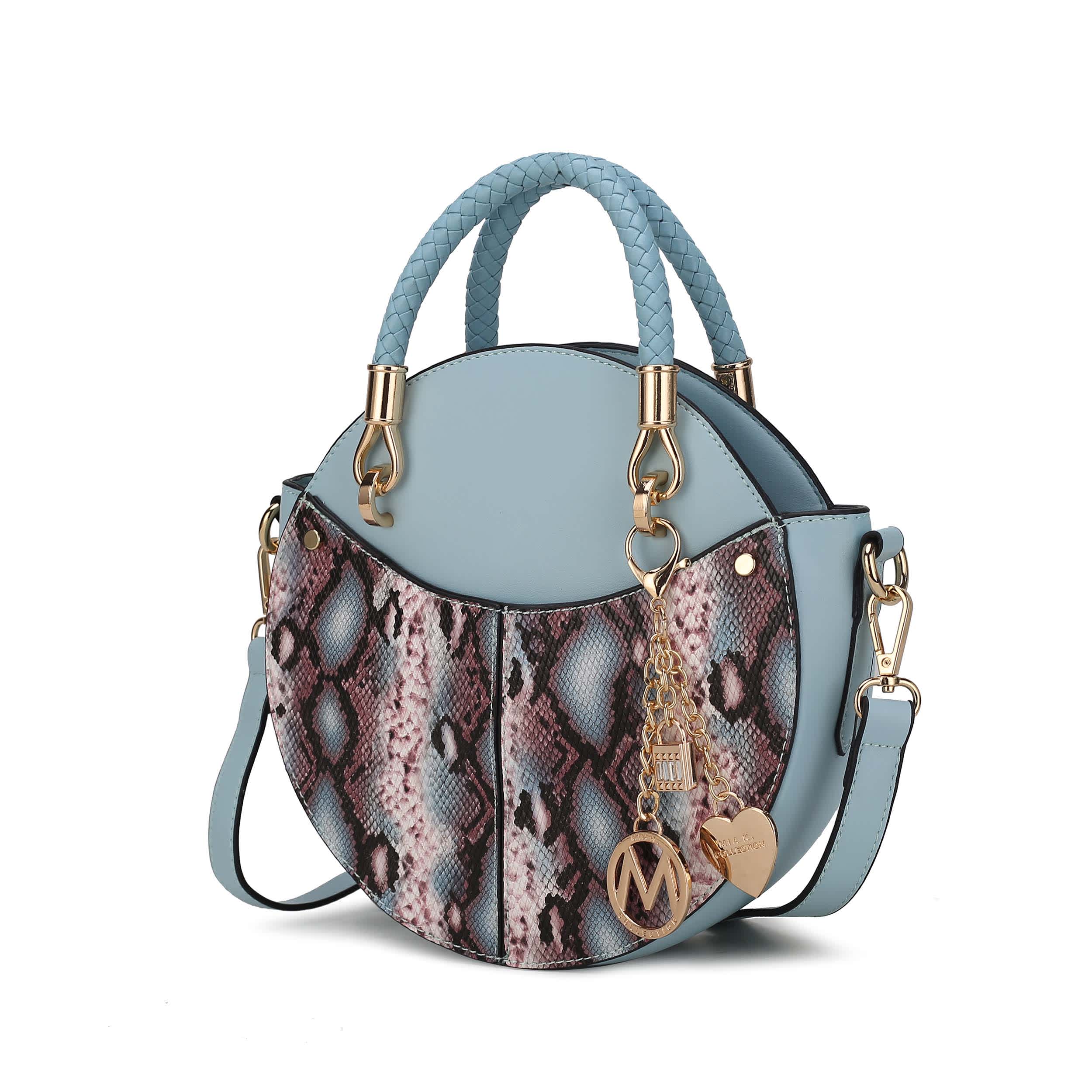 MKF Collection by Mia K. MKF Collection Camille Faux Snakeskin Vegan Leather Round Crossbody Bag by Mia K - Image 8