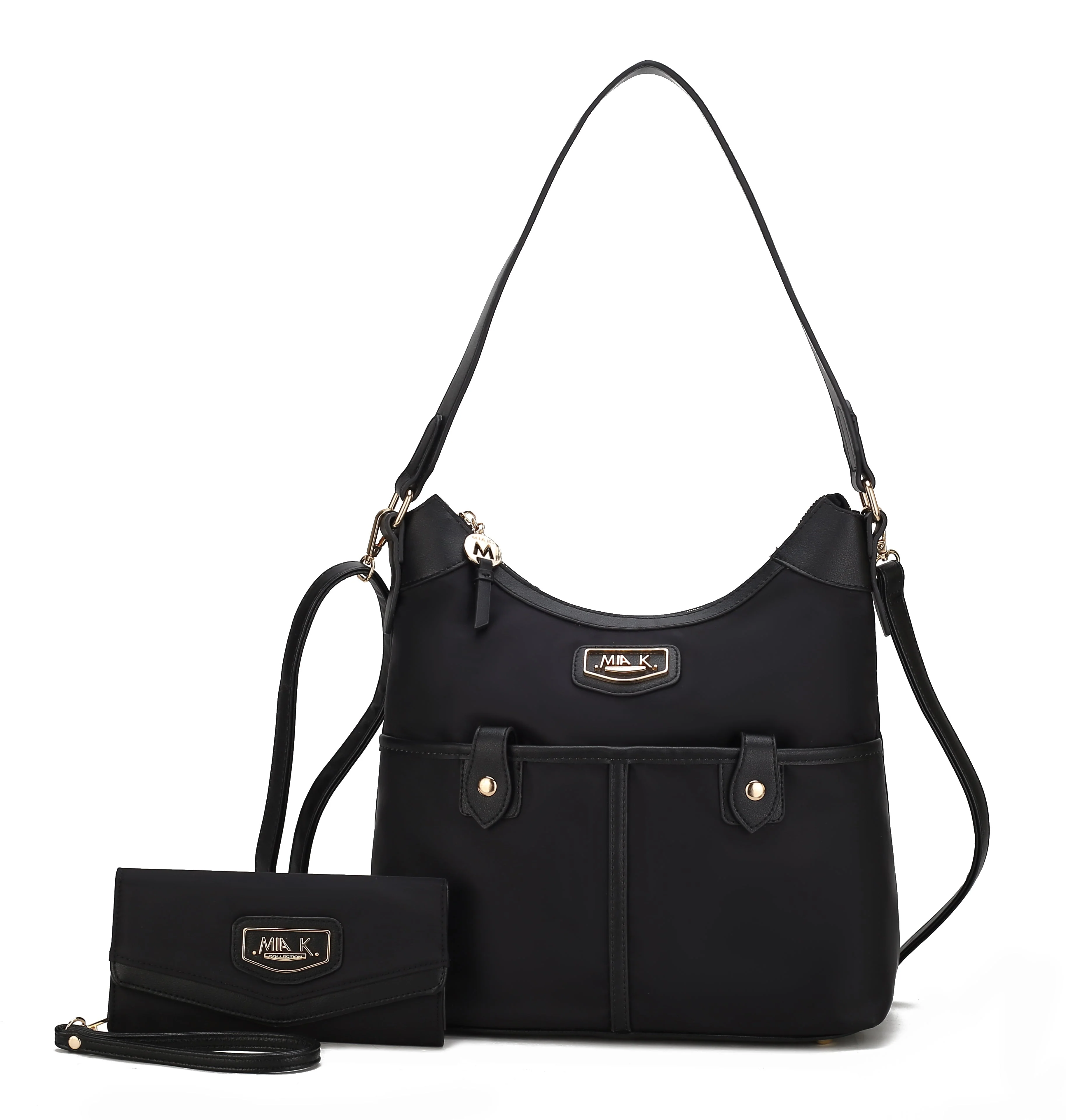 MKF Collection Women's Harper 2 Pcs Nylon Hobo Shoulder Handbag With Matching Wallet - Image 7