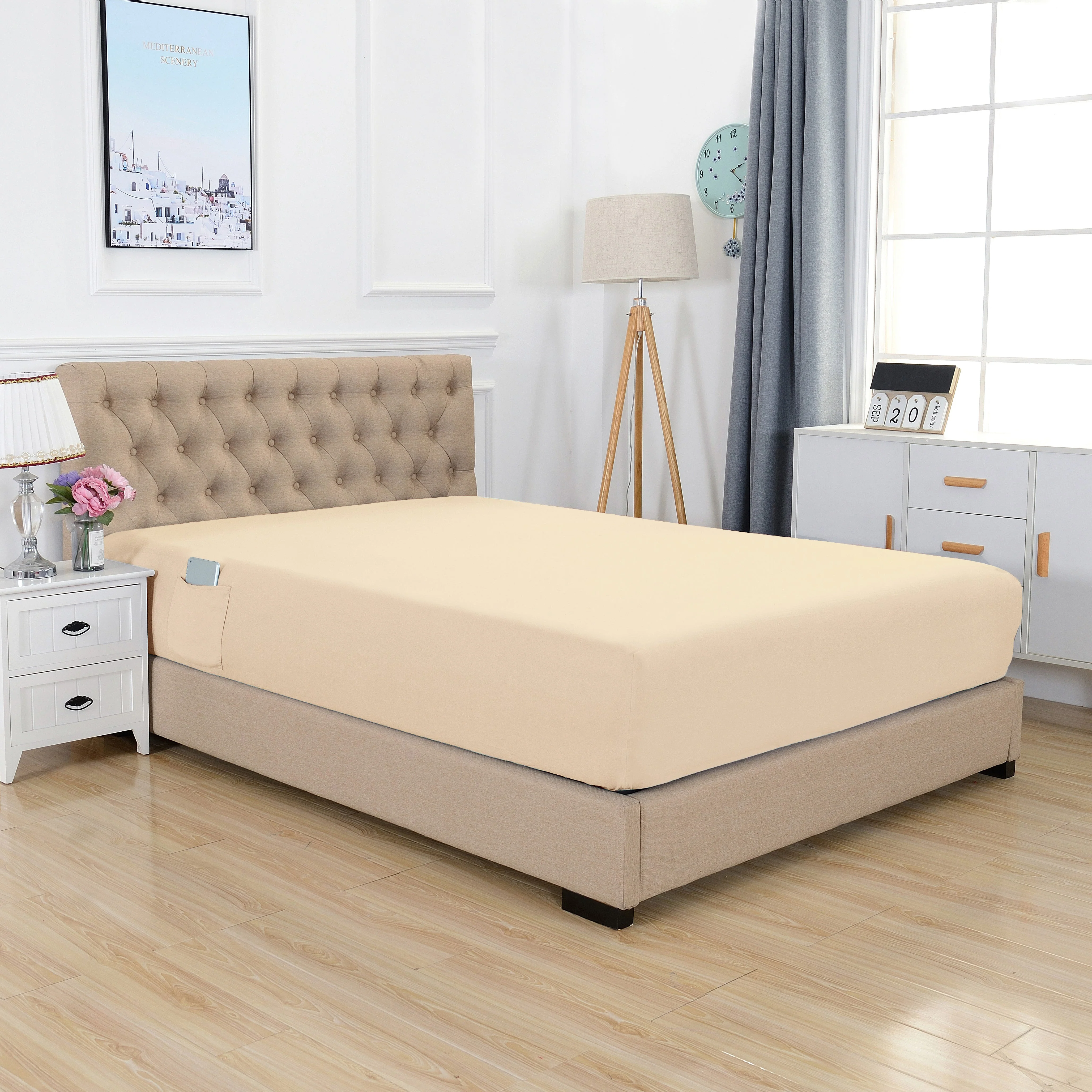 Mocassi 1-Piece 18" - 21" Deep Single Fitted Sheet for High Mattress, Smart Pocket, Luxury and Wrinkle Resistant 1500 Series Egyptian Quality - Image 3