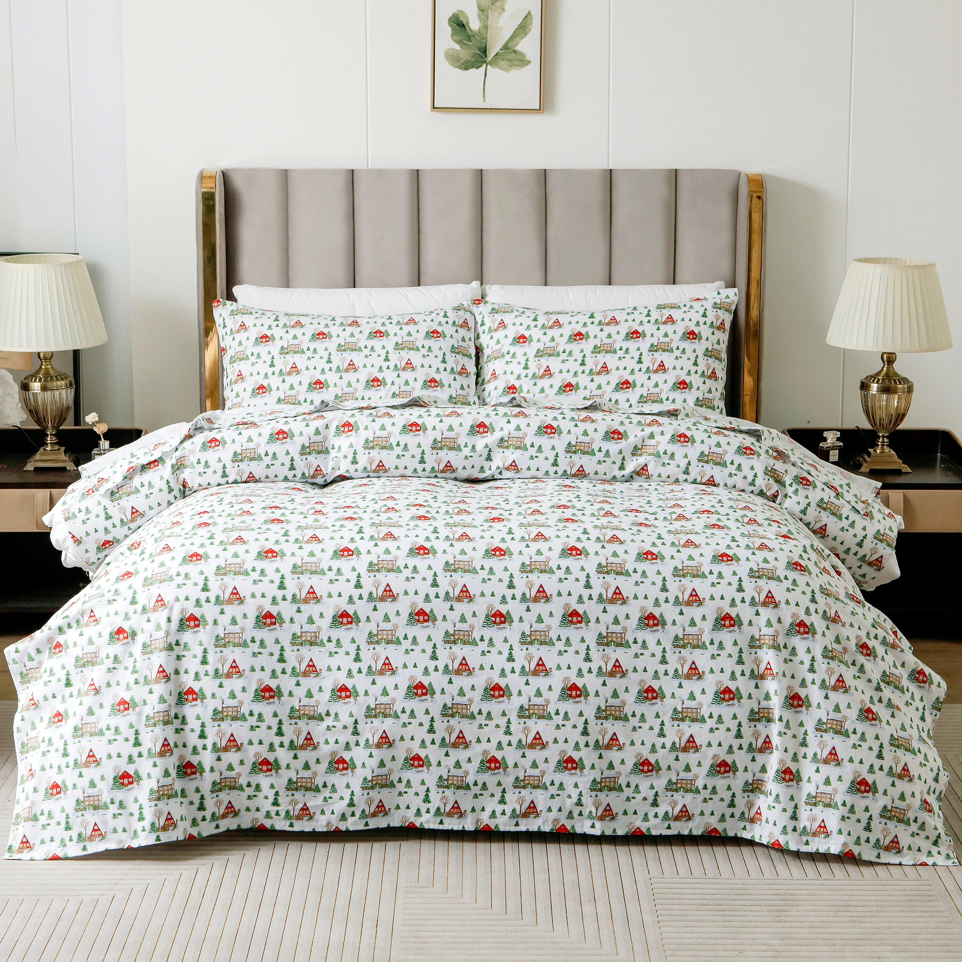 Mocassi 4-Piece Holiday Cotton Flannel Sheet Set - 100% Turkish Cotton - Image 6