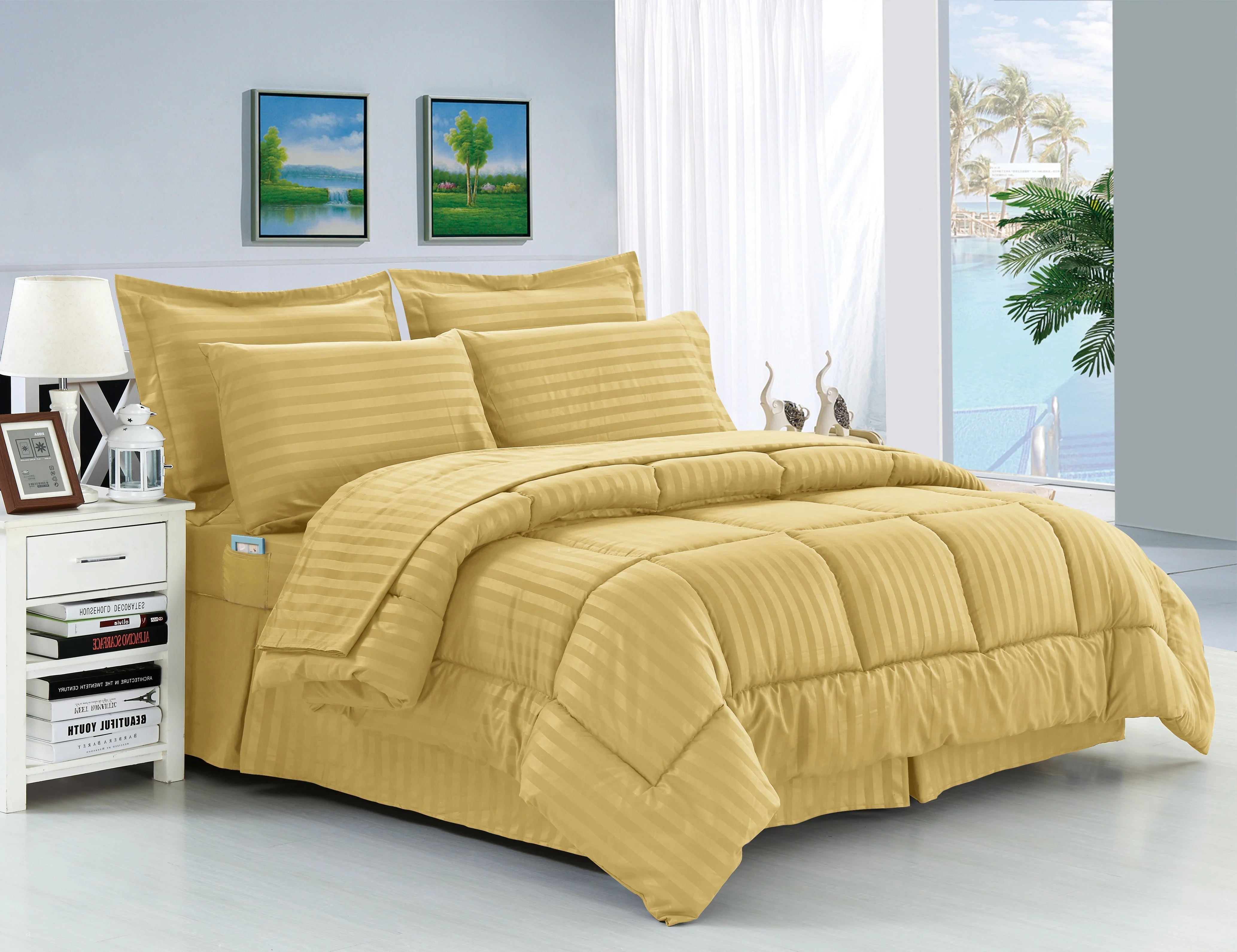 Mocassi 8 Piece Stripe Pattern Bed-in-a-Bag Comforter Set - Image 6