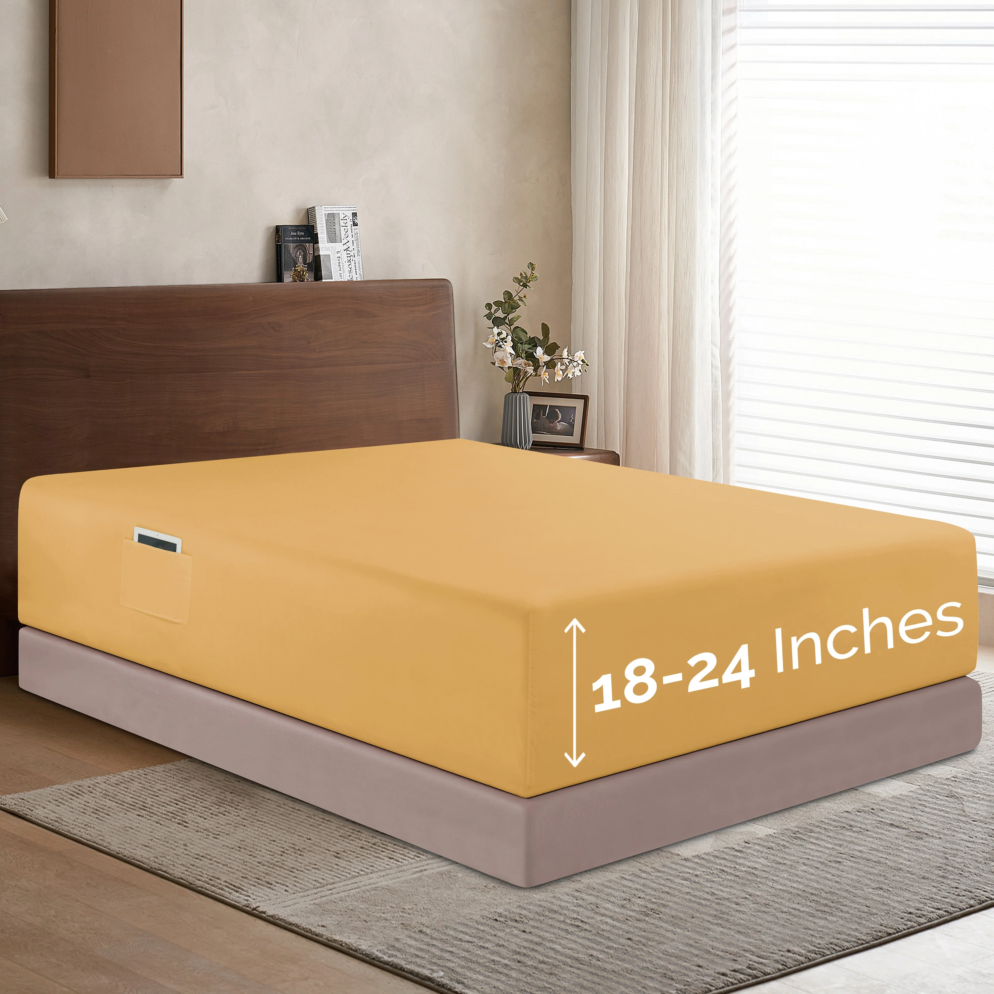 Mocassi Extra Deep Pocket 18"-24" Single Fitted Sheet for High Mattress, Bright Shades - Image 6