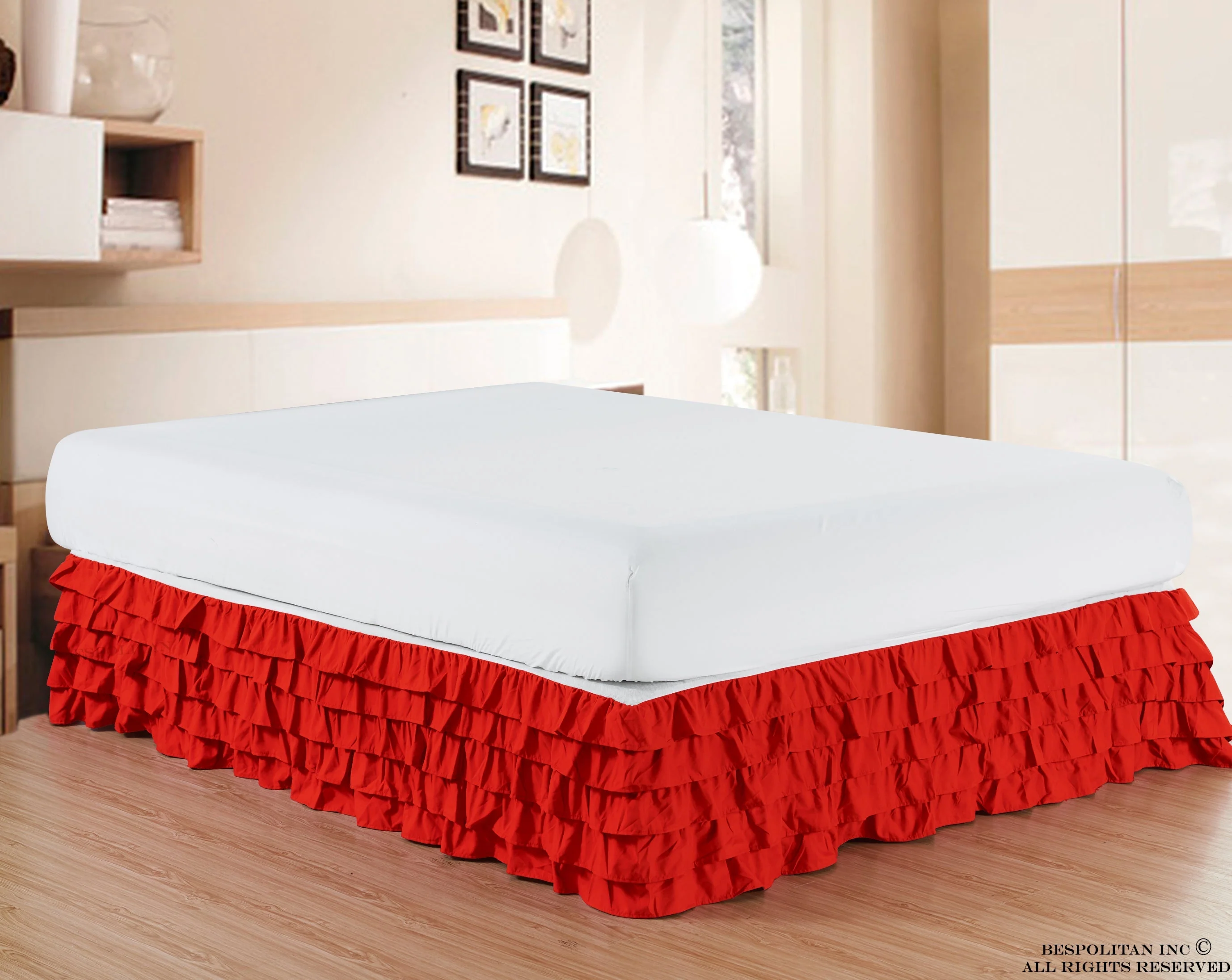 Mocassi Luxurious 1500 Series Egyptian Quality Microfiber 1-Piece Multi-Ruffle Bed Skirt 15 inch Drop - Image 10