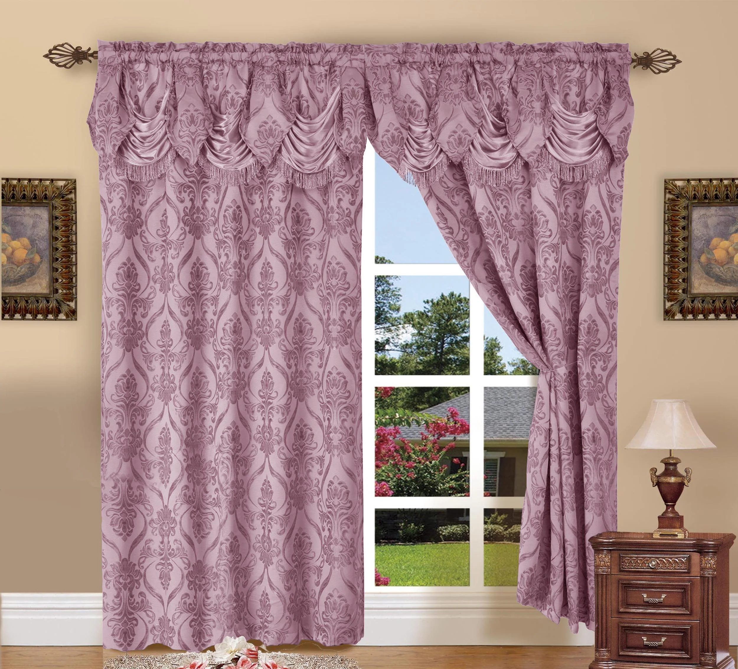 Mocassi Set of 2 Penelopie Jacquard Look Curtain Panels  54" W x 84" L - Image 2