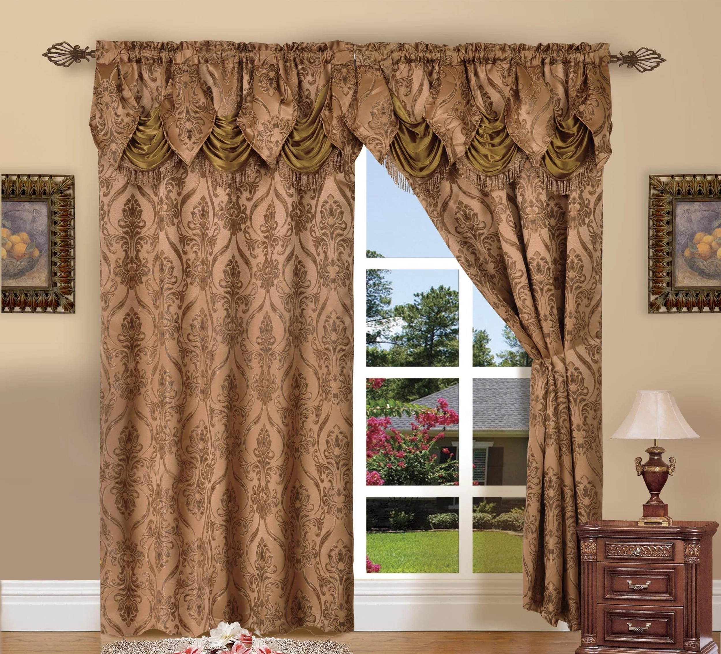 Mocassi Set of 2 Penelopie Jacquard Look Curtain Panels  54" W x 84" L - Image 5