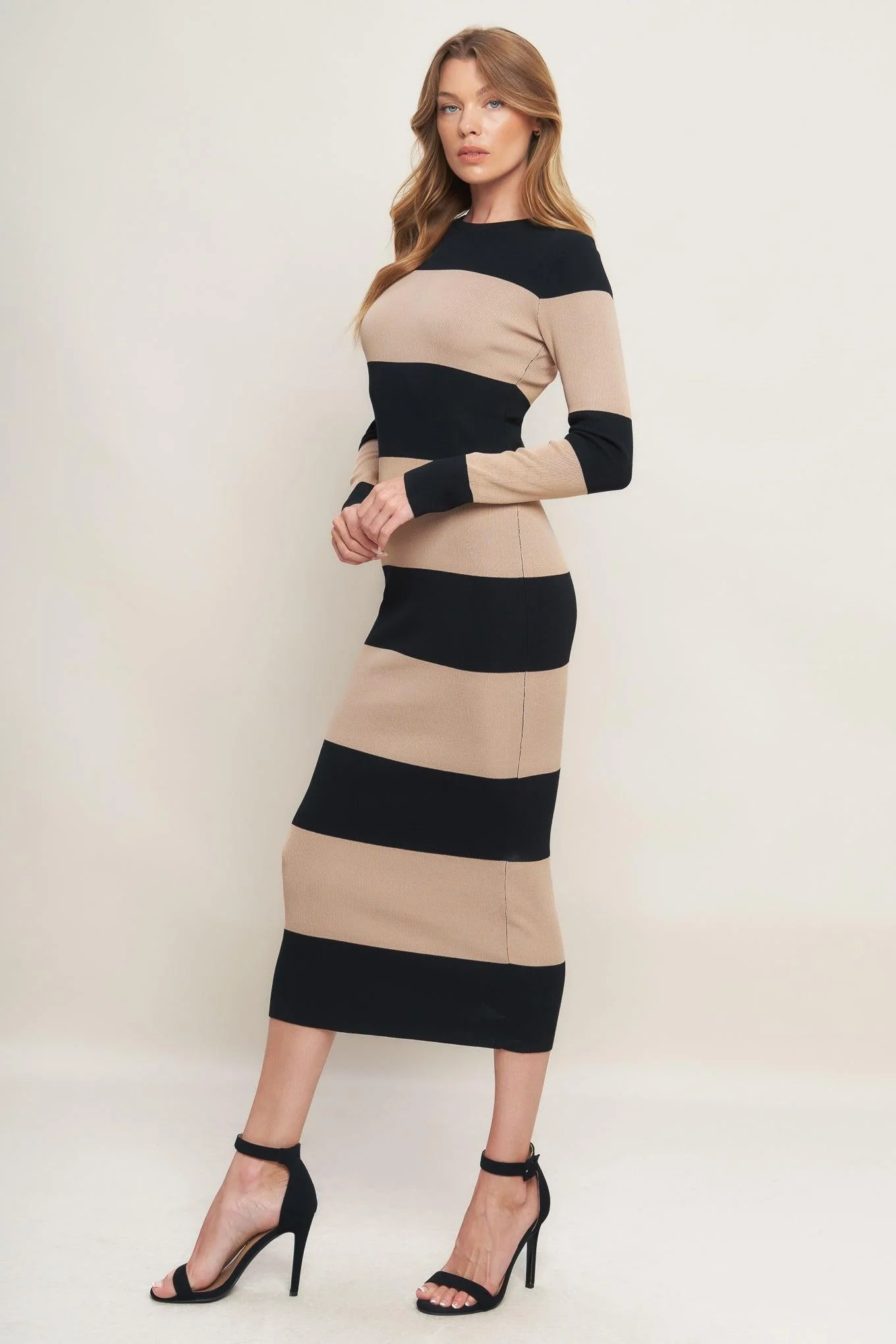 Modern Attitude Striip Sweater Midi Dress - Image 5