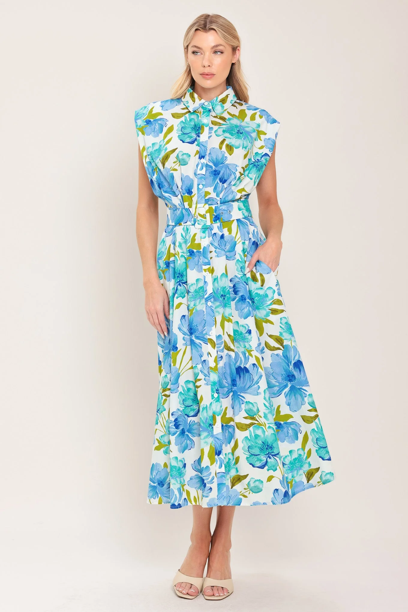 Modern Bloom Woven Midi Dress - Image 3