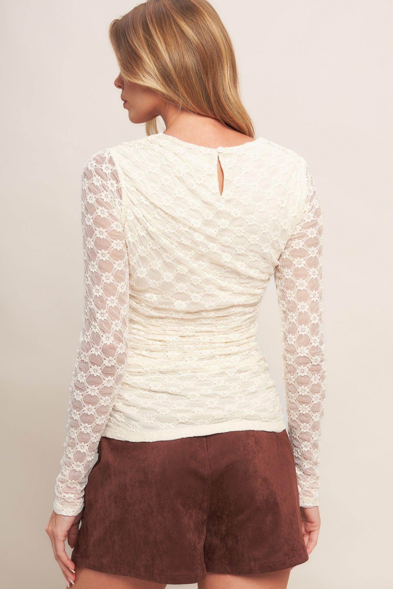 Modern Function Stretch Knit Lace Top - Image 3