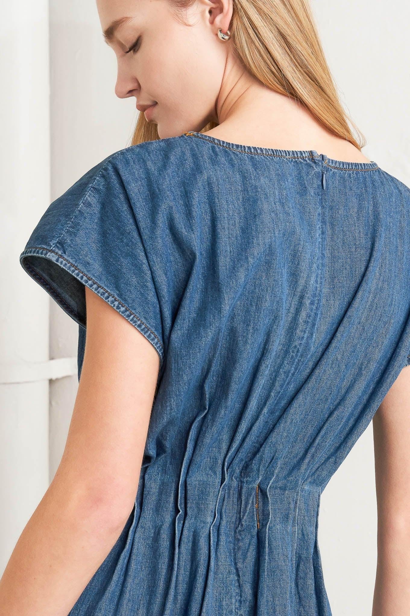 Modern Work Denim Midi Dress - Image 2