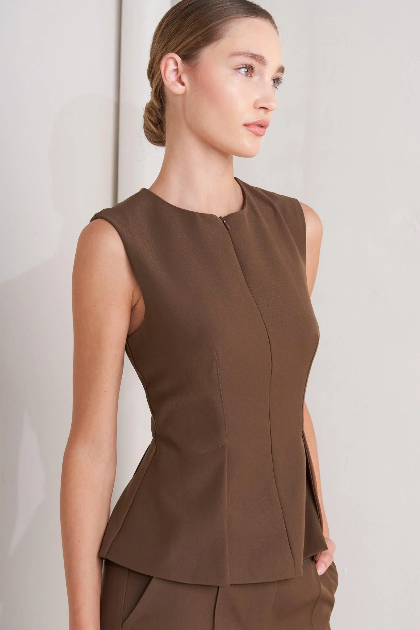 Monday Flow Brown Woven Top - Image 4
