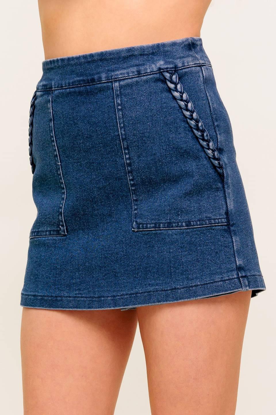 Moonlight Embrace  Medium Indigo Denim Skort - Image 5