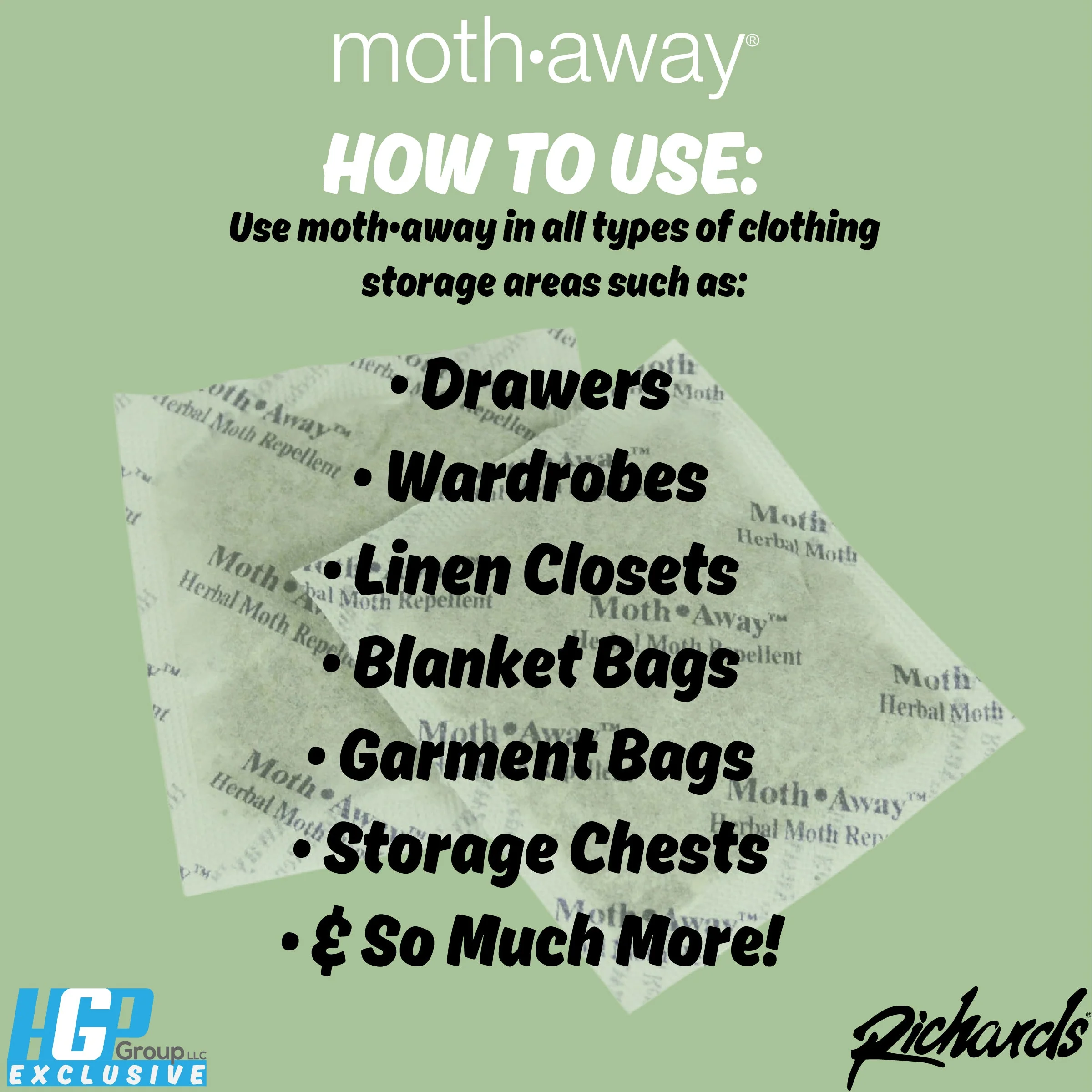 Moth Away All Natural Herbal Moth Repellent - Non Toxic - Jumbo Sachets - Image 3