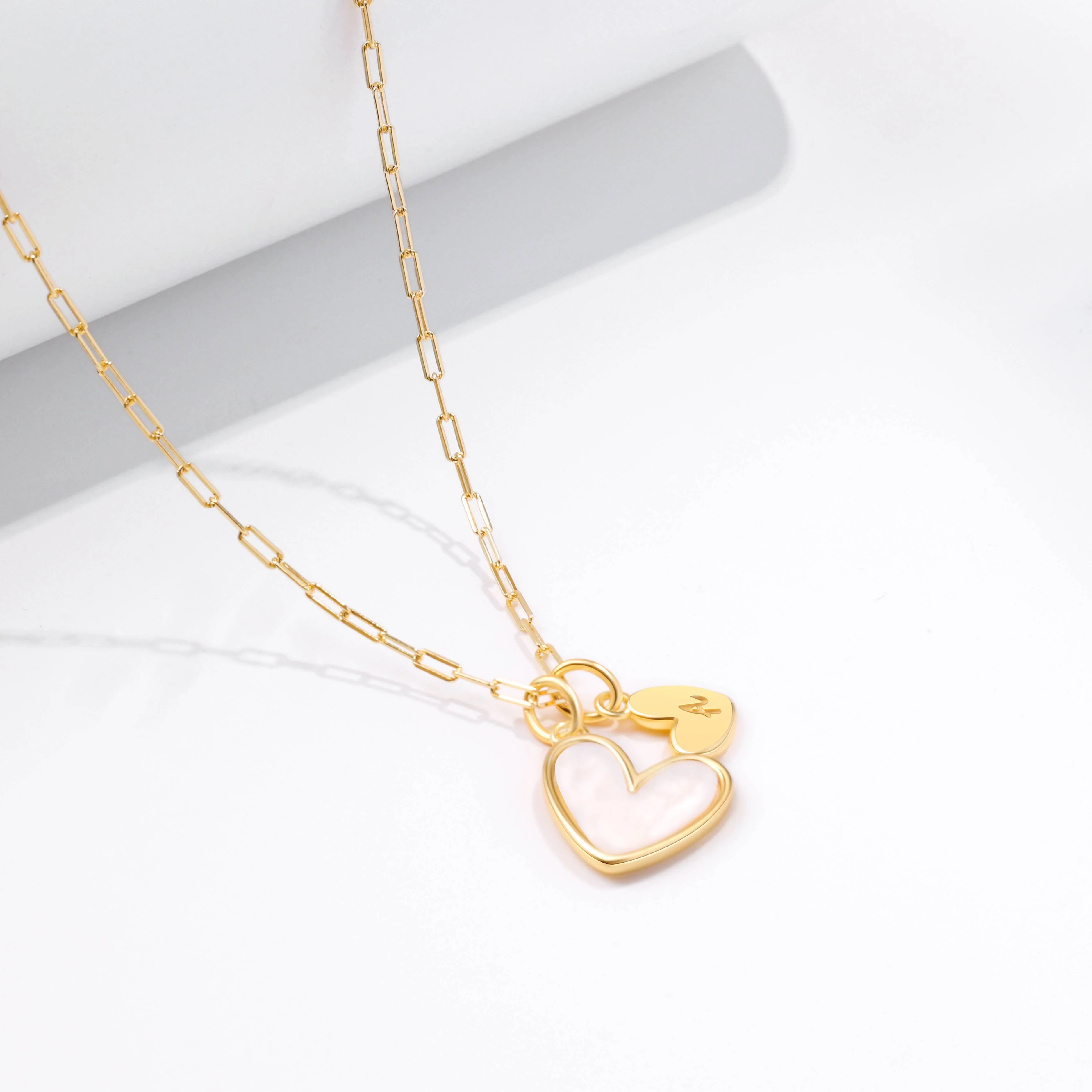 Mint & Lily Mother Of Pearl Heart Initial Necklace - Image 13