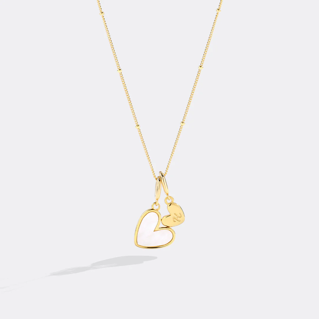 Mint & Lily Mother Of Pearl Heart Initial Necklace - Image 36
