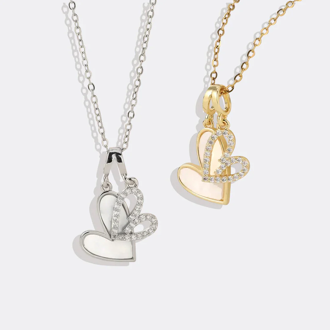 Mint & Lily Mother of Pearl & Pave Hearts Necklace - Image 18