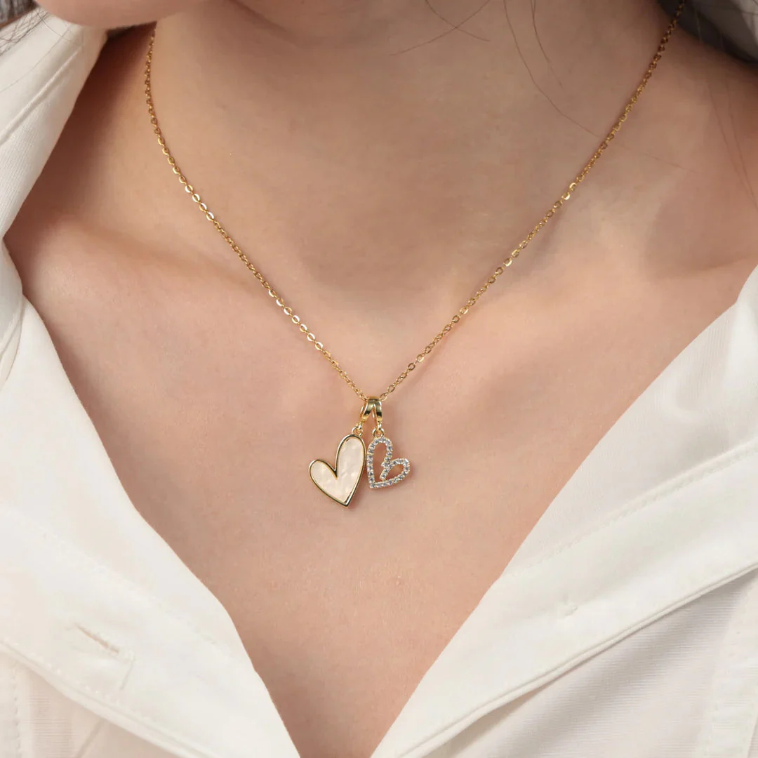 Mint & Lily Mother of Pearl & Pave Hearts Necklace - Image 20
