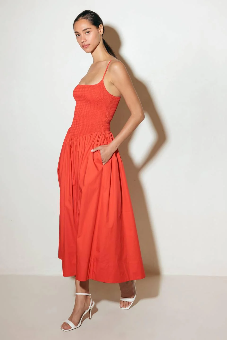 Move With Intention Red Woven Midi Dress - Image 3