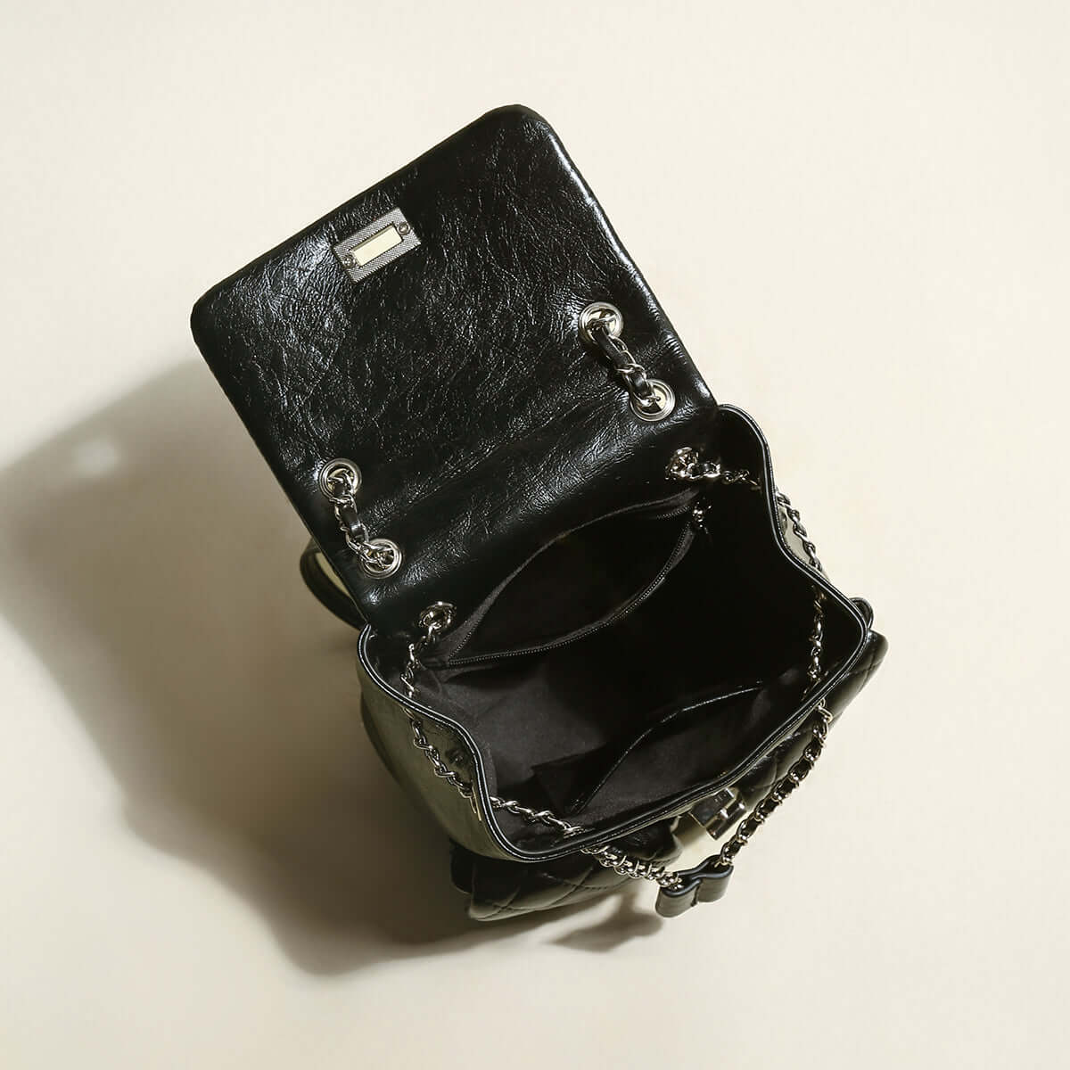 Multi-Pocket Chainstrap Quilted Backpack - Image 4